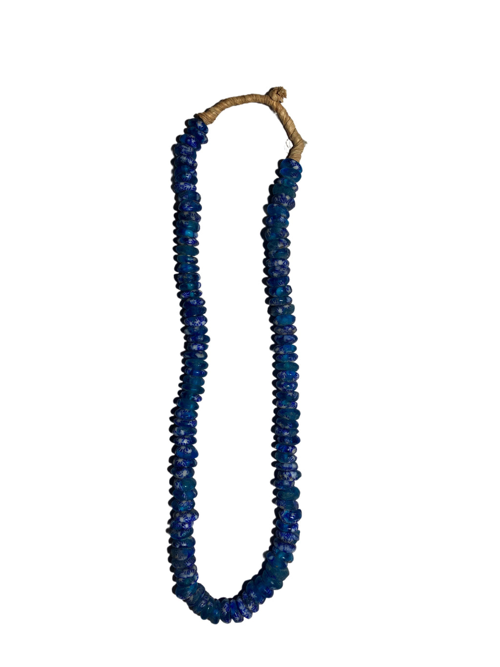 Handmade African Krobo Disk Beads – Authentic Recycled Glass Beads from Ghana (20" Strand, Approx. 108 Beads)