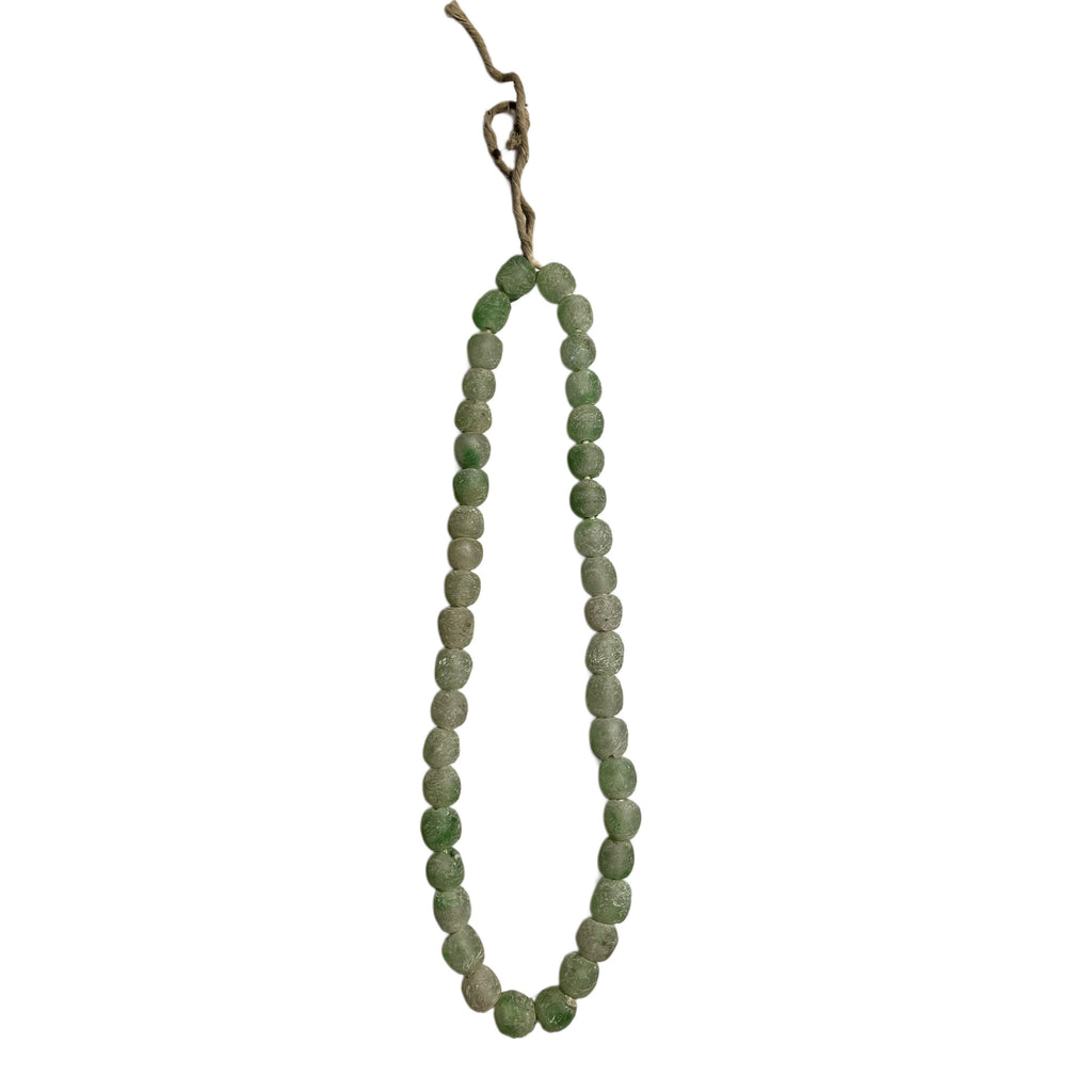 Handmade African Recycled Glass Beads – Frosted Sea Glass Style Krobo Beads from Ghana (20" Strand, Approx. 41 Beads)