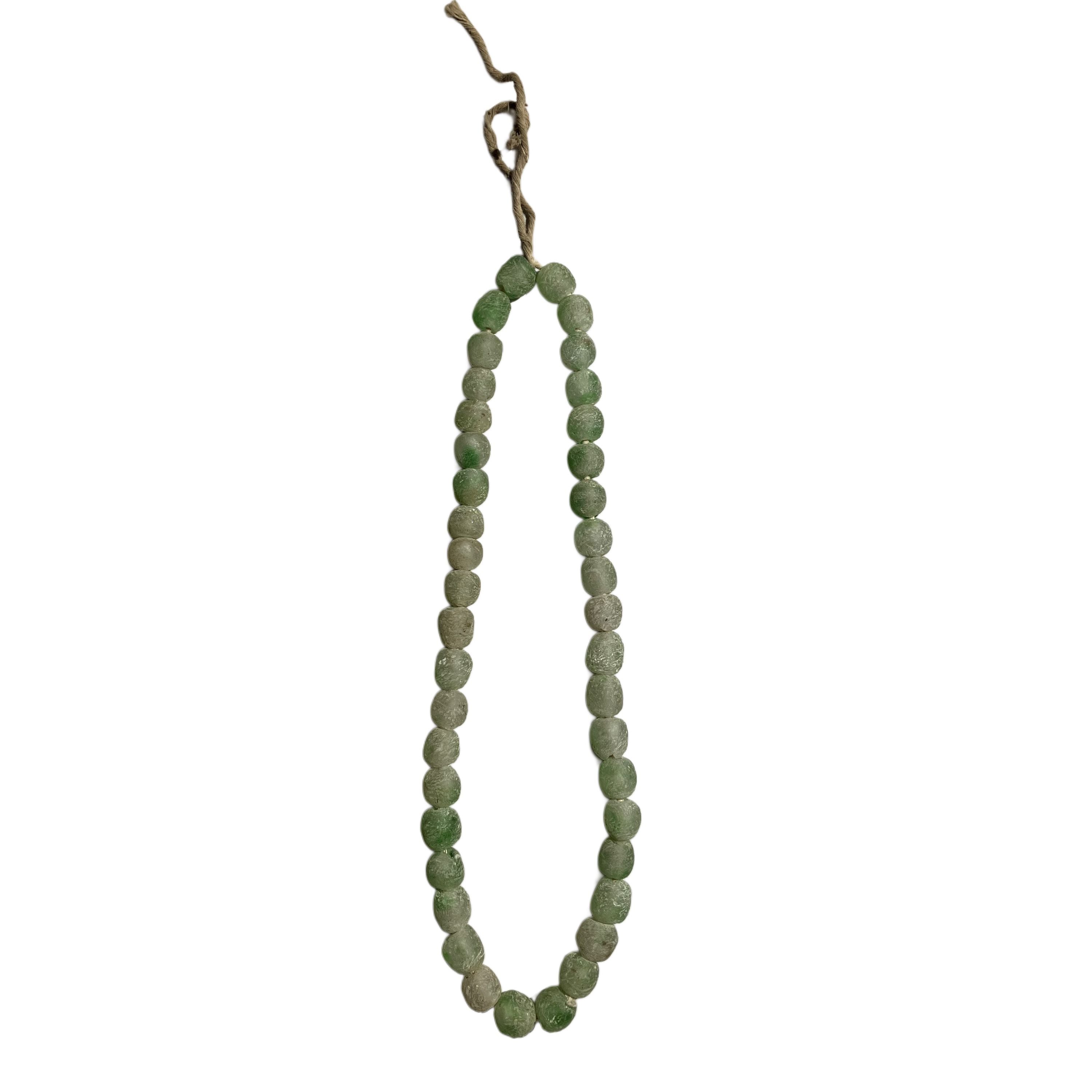 Handmade African Recycled Glass Beads – Frosted Sea Glass Style Krobo Beads from Ghana (20" Strand, Approx. 41 Beads)