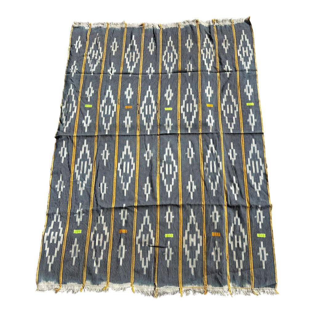 Golden Rift Ewe Diamond Motif Strip-Woven African Textile – 56 x 41 inches
