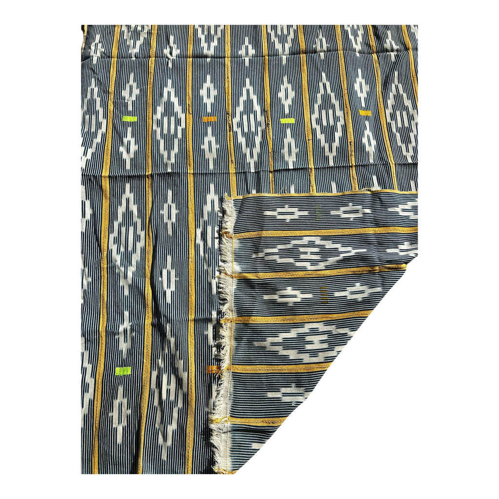 Golden Rift Ewe Diamond Motif Strip-Woven African Textile – 56 x 41 inches