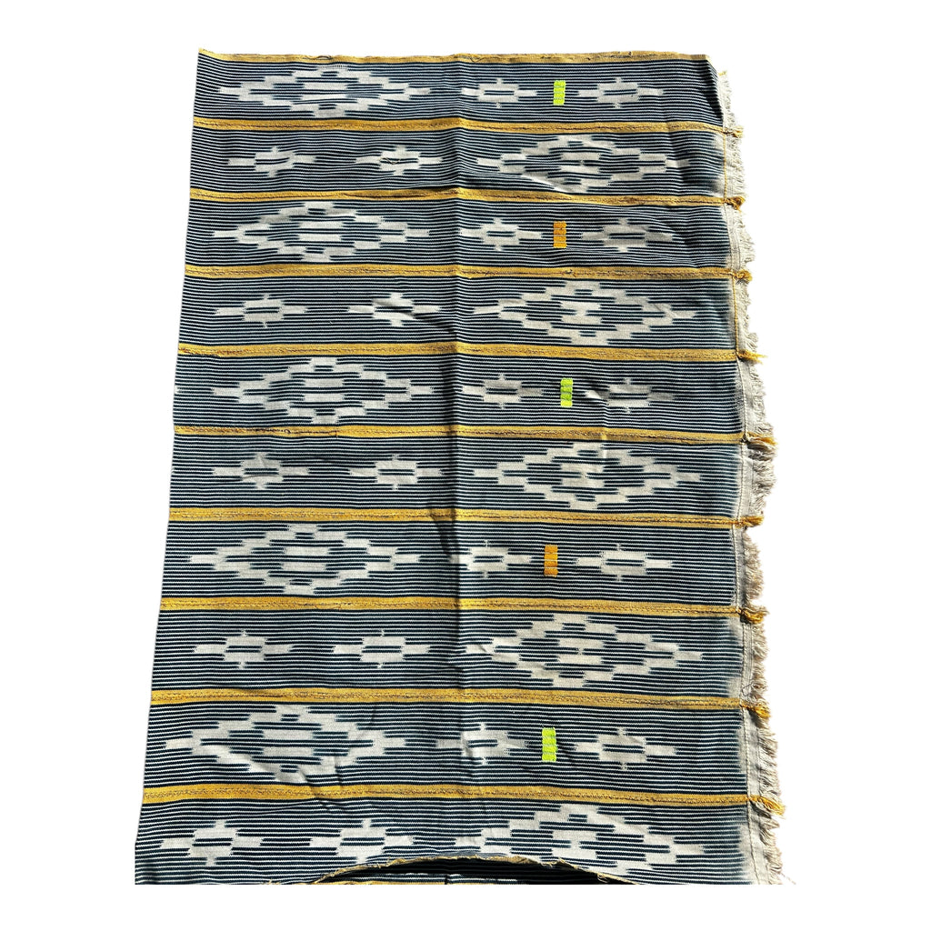 Golden Rift Ewe Diamond Motif Strip-Woven African Textile – 56 x 41 inches