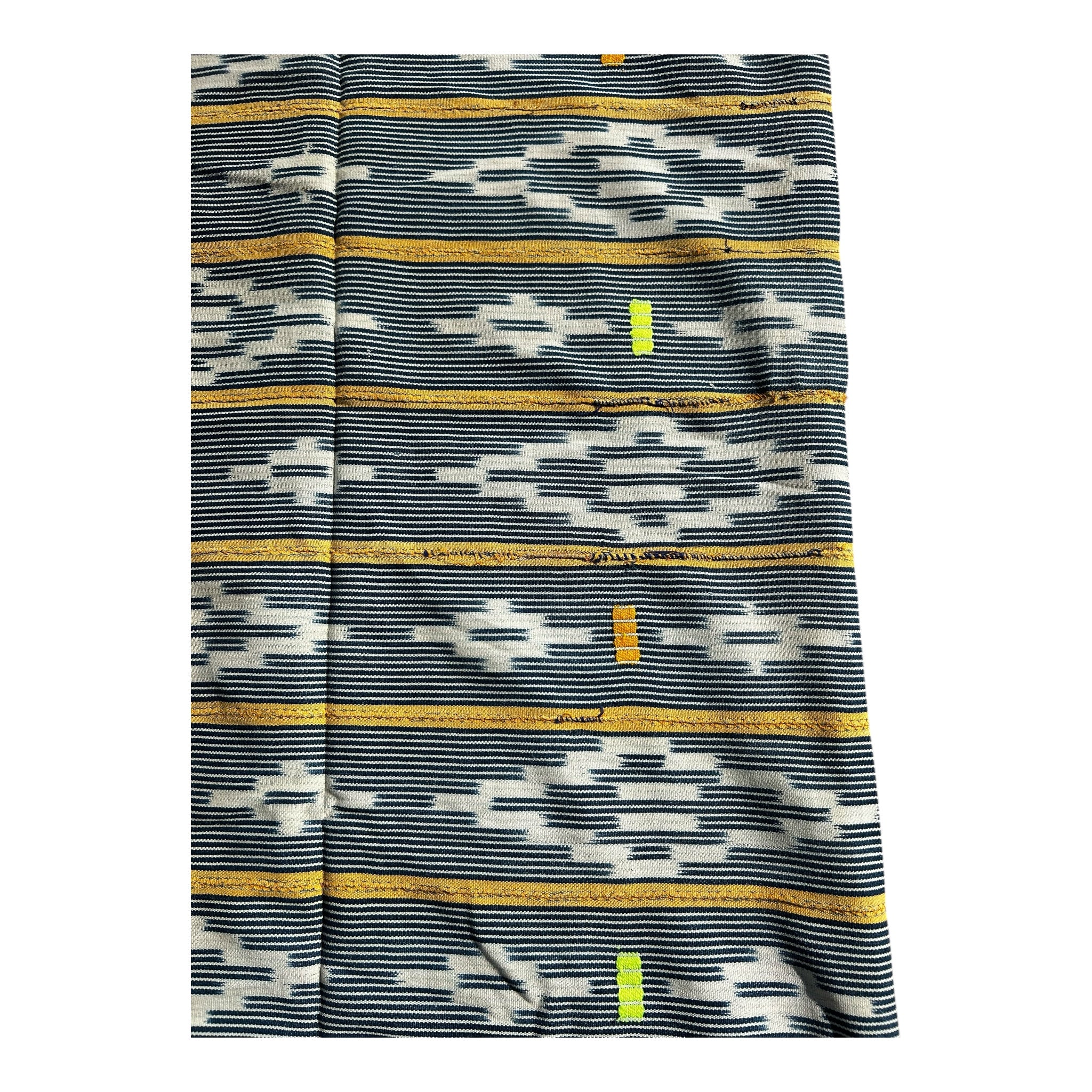 Golden Rift Ewe Diamond Motif Strip-Woven African Textile – 56 x 41 inches