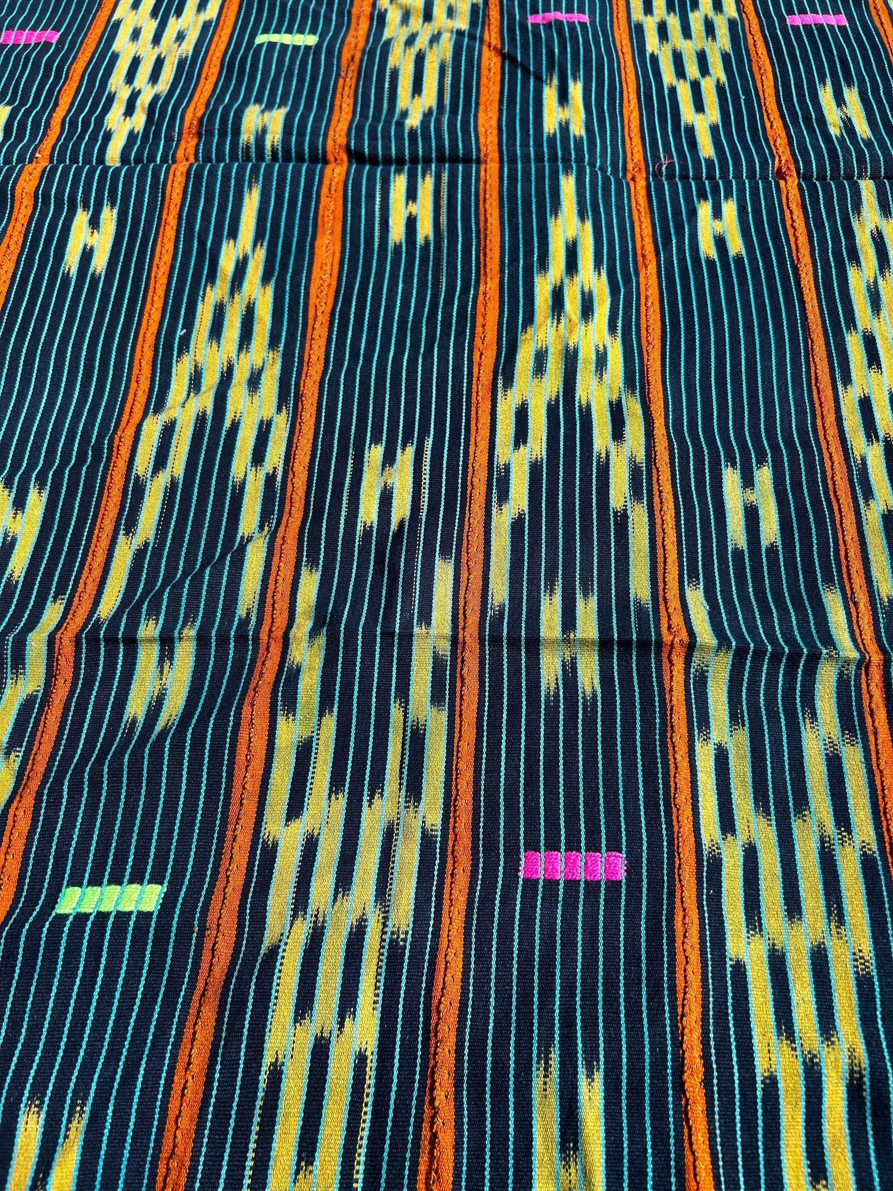 african indigo wall hanging handwoven strip textile geometric motifs