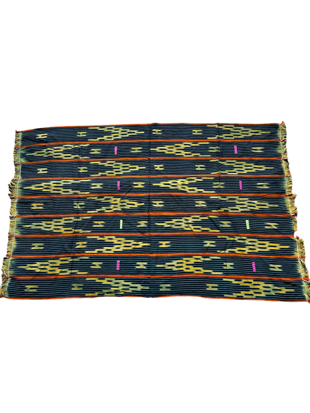 Handwoven Indigo African Textile with Geometric Motifs – Baule Strip Cloth Wall Hanging