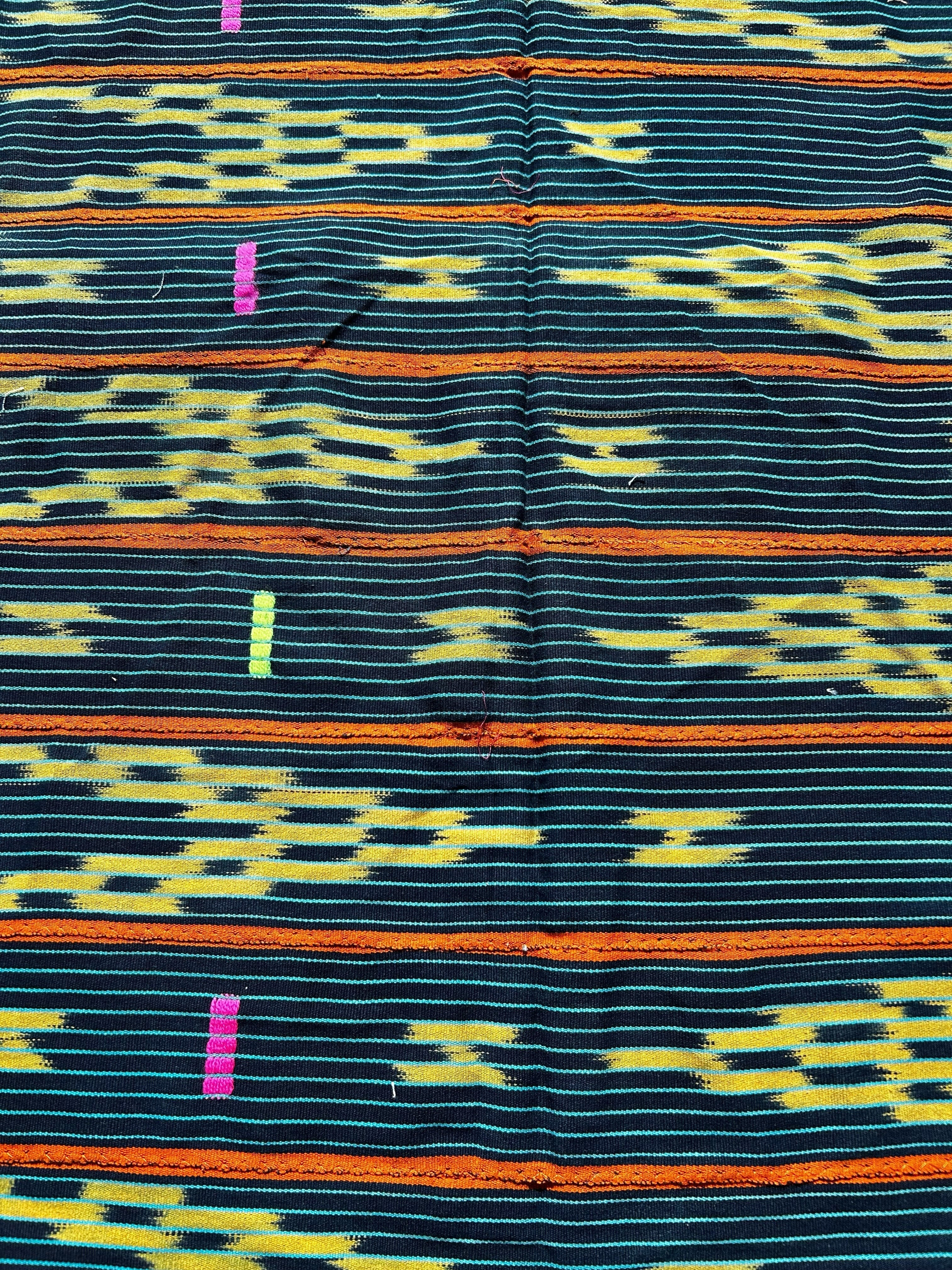 Handwoven Indigo African Textile with Geometric Motifs – Baule Strip Cloth Wall Hanging
