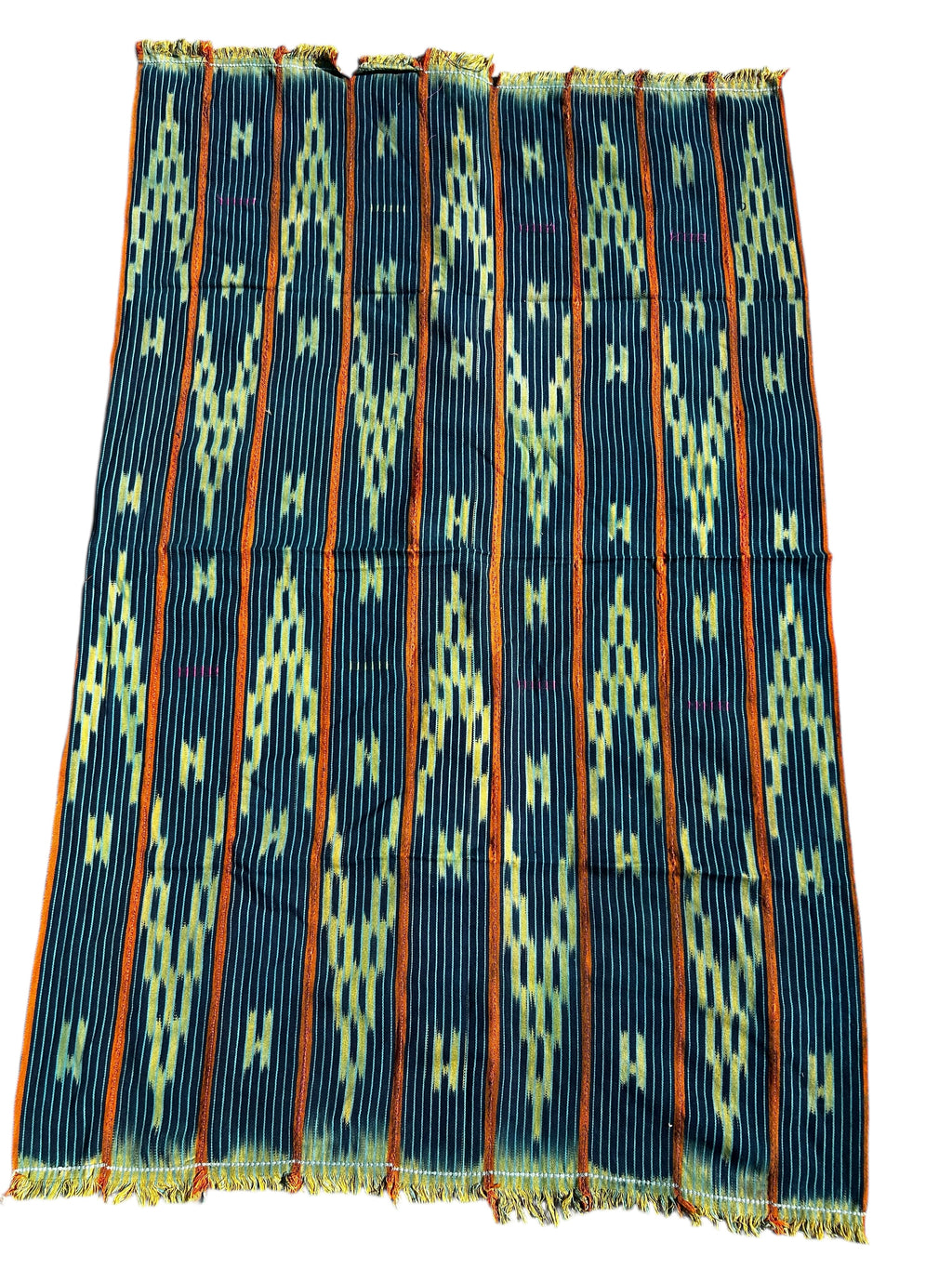 Handwoven Indigo African Textile with Geometric Motifs – Baule Strip Cloth Wall Hanging