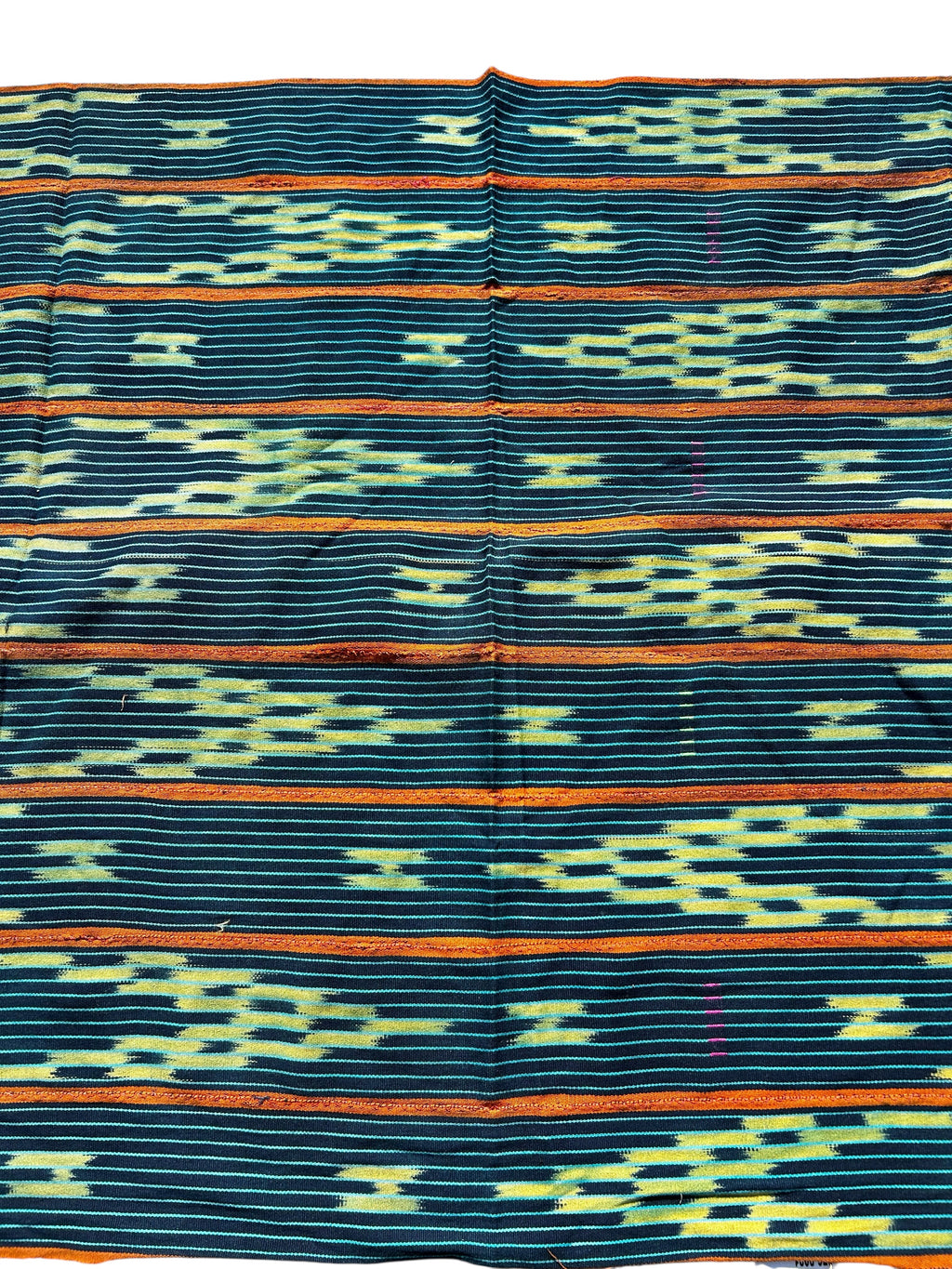 Handwoven Indigo African Textile with Geometric Motifs – Baule Strip Cloth Wall Hanging