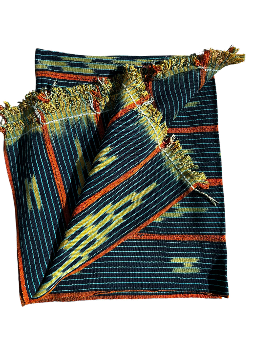 Handwoven Indigo African Textile with Geometric Motifs – Baule Strip Cloth Wall Hanging