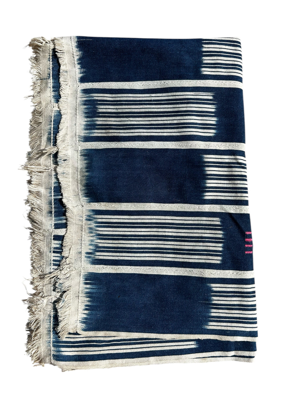 Handwoven Indigo African Textile with Graphic Stripe Pattern – West African Strip Cloth Wall Hanging