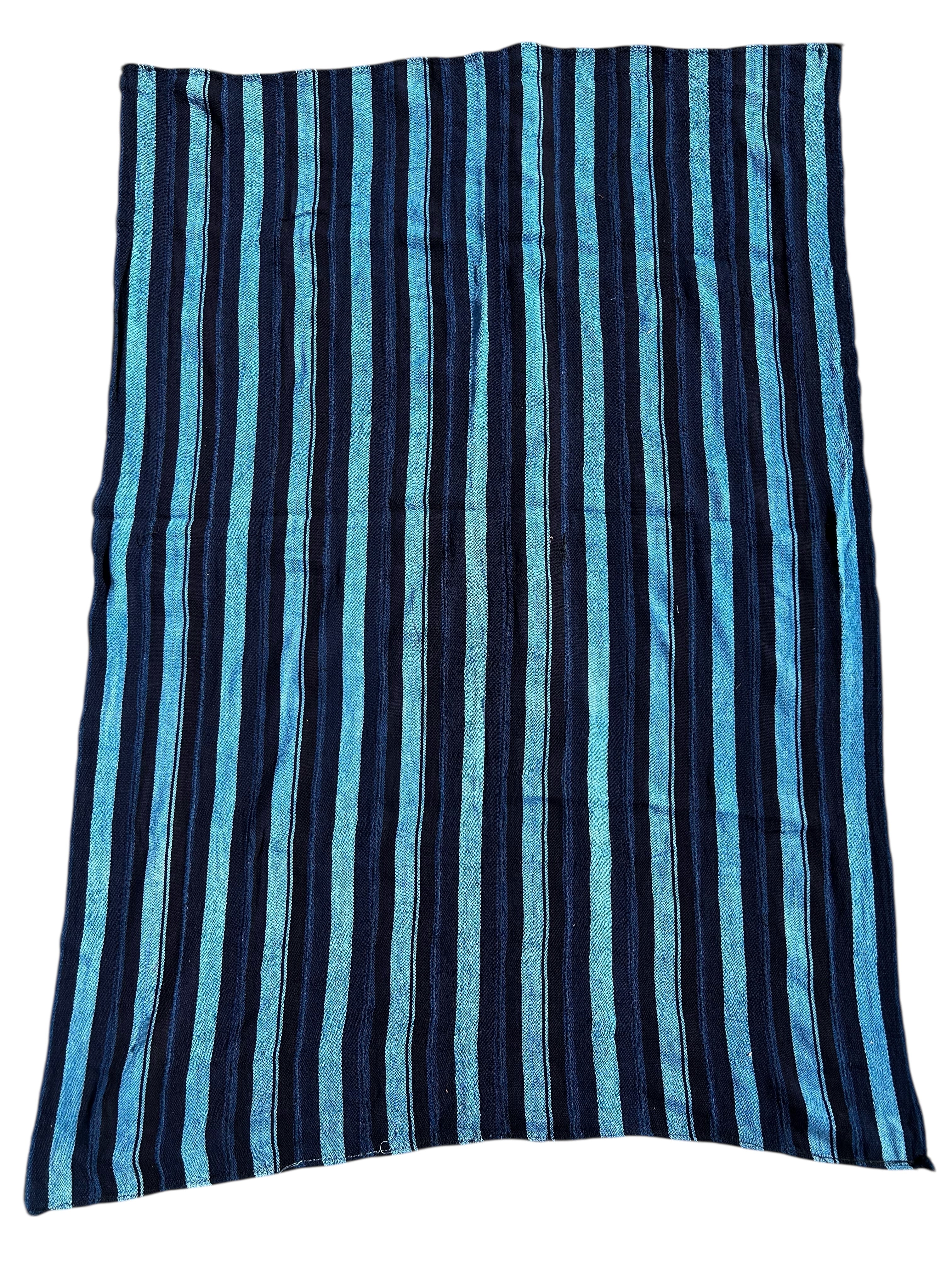 handwoven indigo african strip textile wall hanging