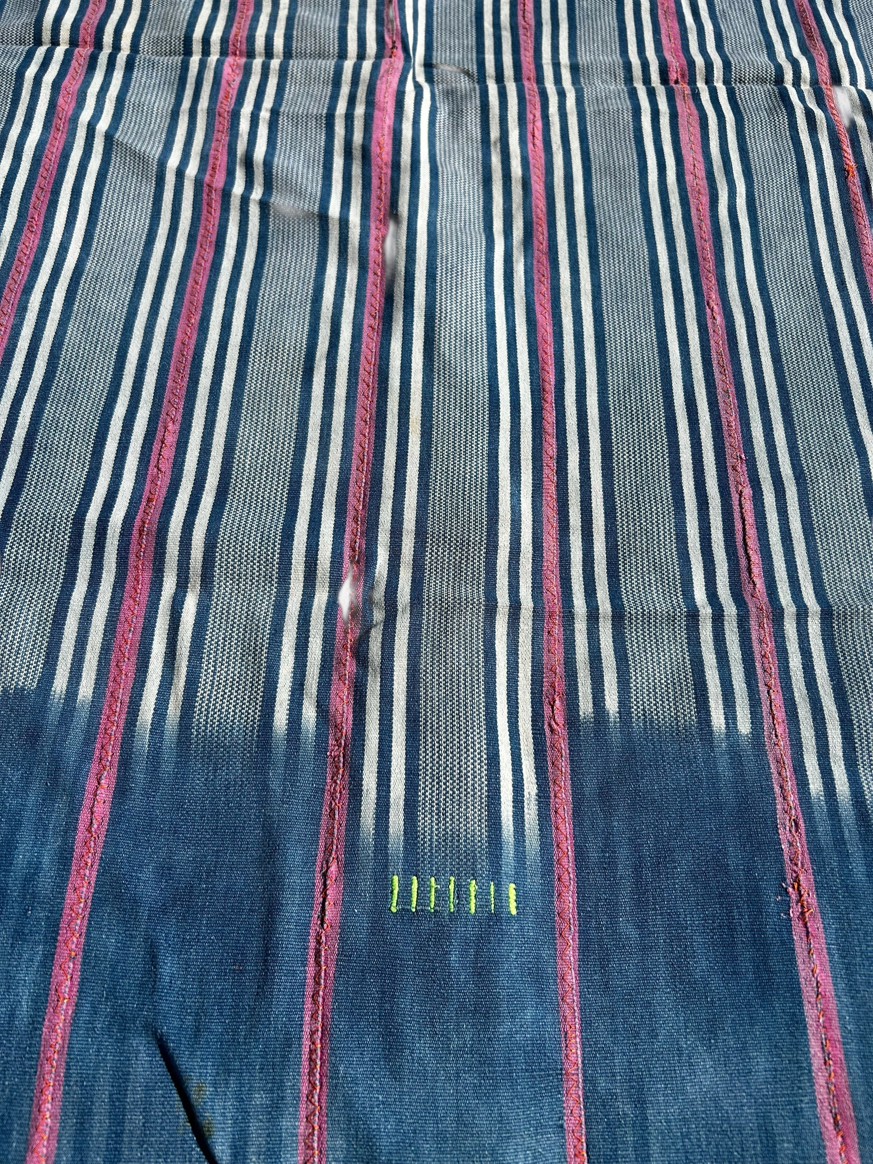 african indigo striped fabric handwoven strip cloth detail