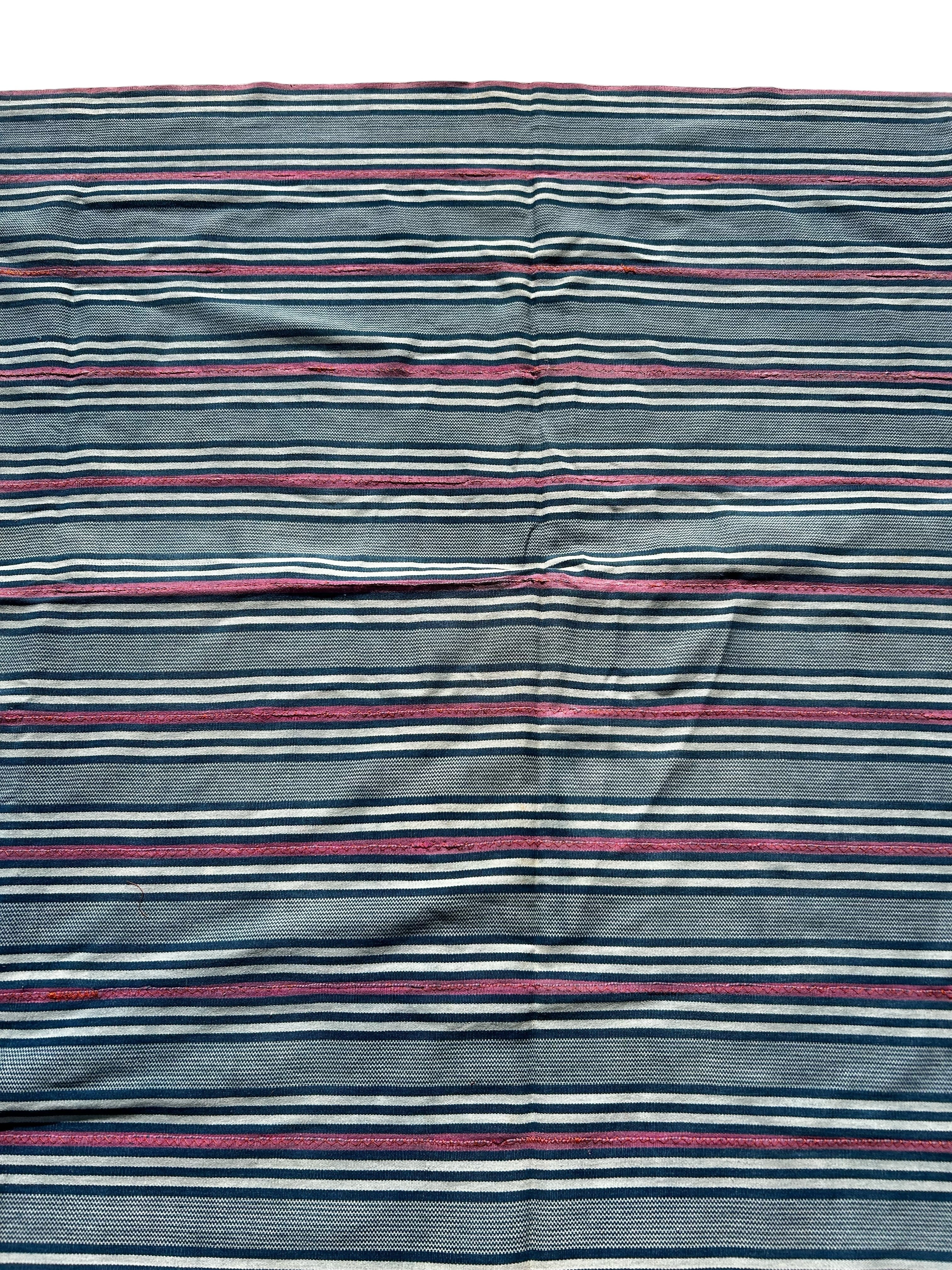 striped indigo african wall hanging handwoven baule textile