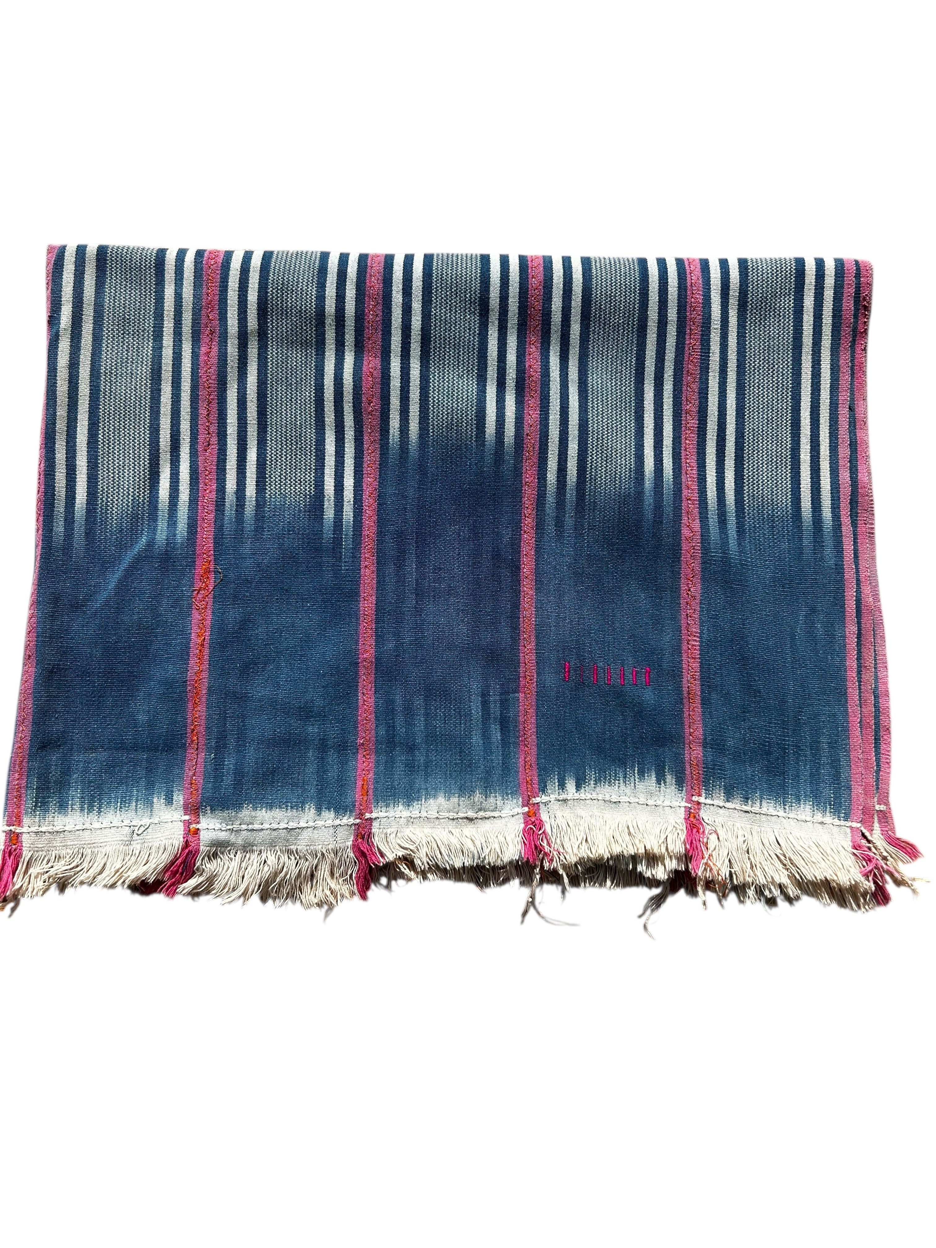 Handwoven Striped Indigo African Textile – Baule Strip Cloth Wall Hanging