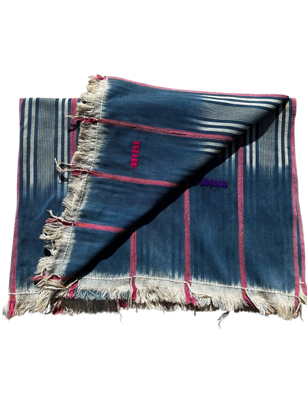 Handwoven Striped Indigo African Textile – Baule Strip Cloth Wall Hanging