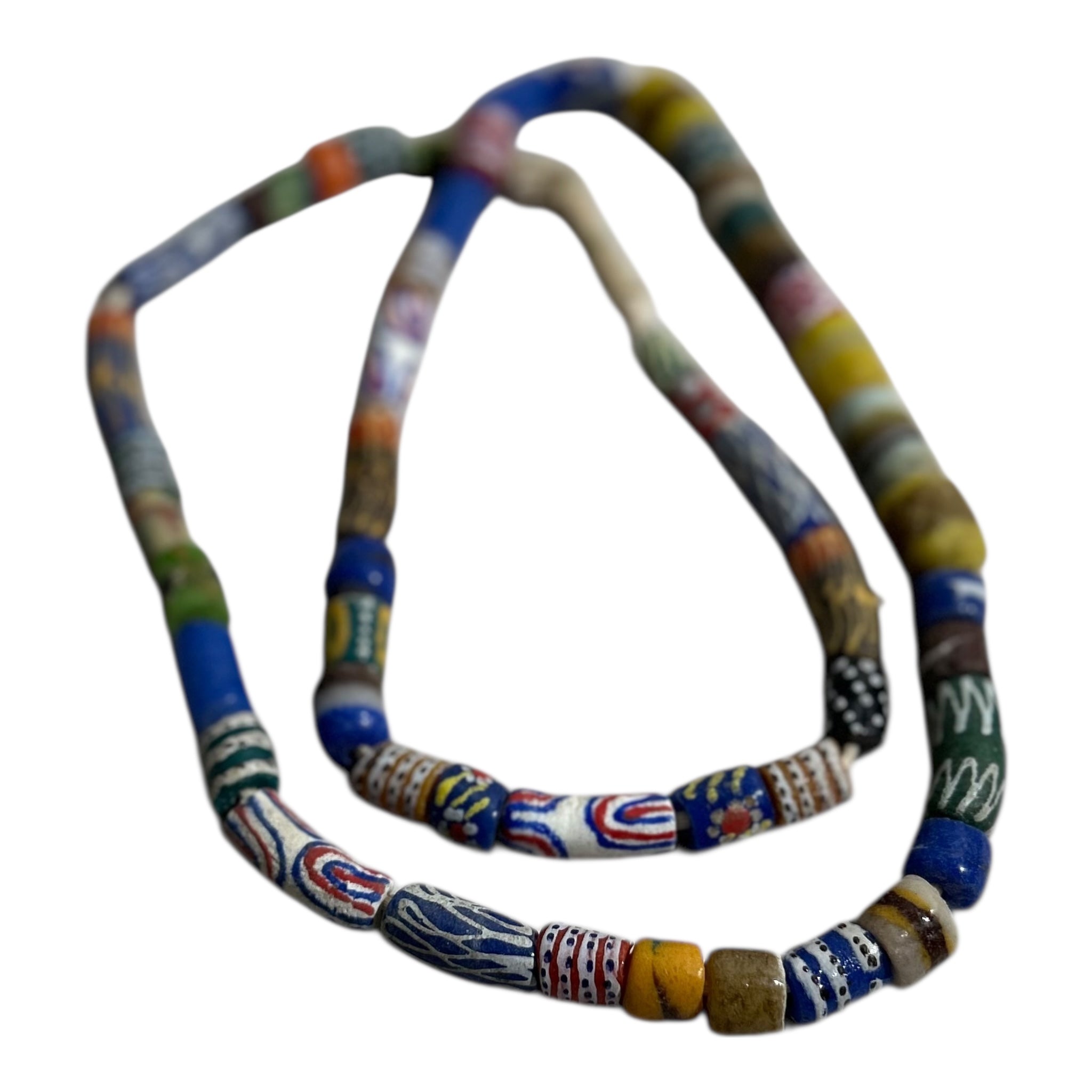 Handmade African Trade Beads – Authentic Artisan Glass Beads (Mixed Shapes & Patterns, Full Strand)