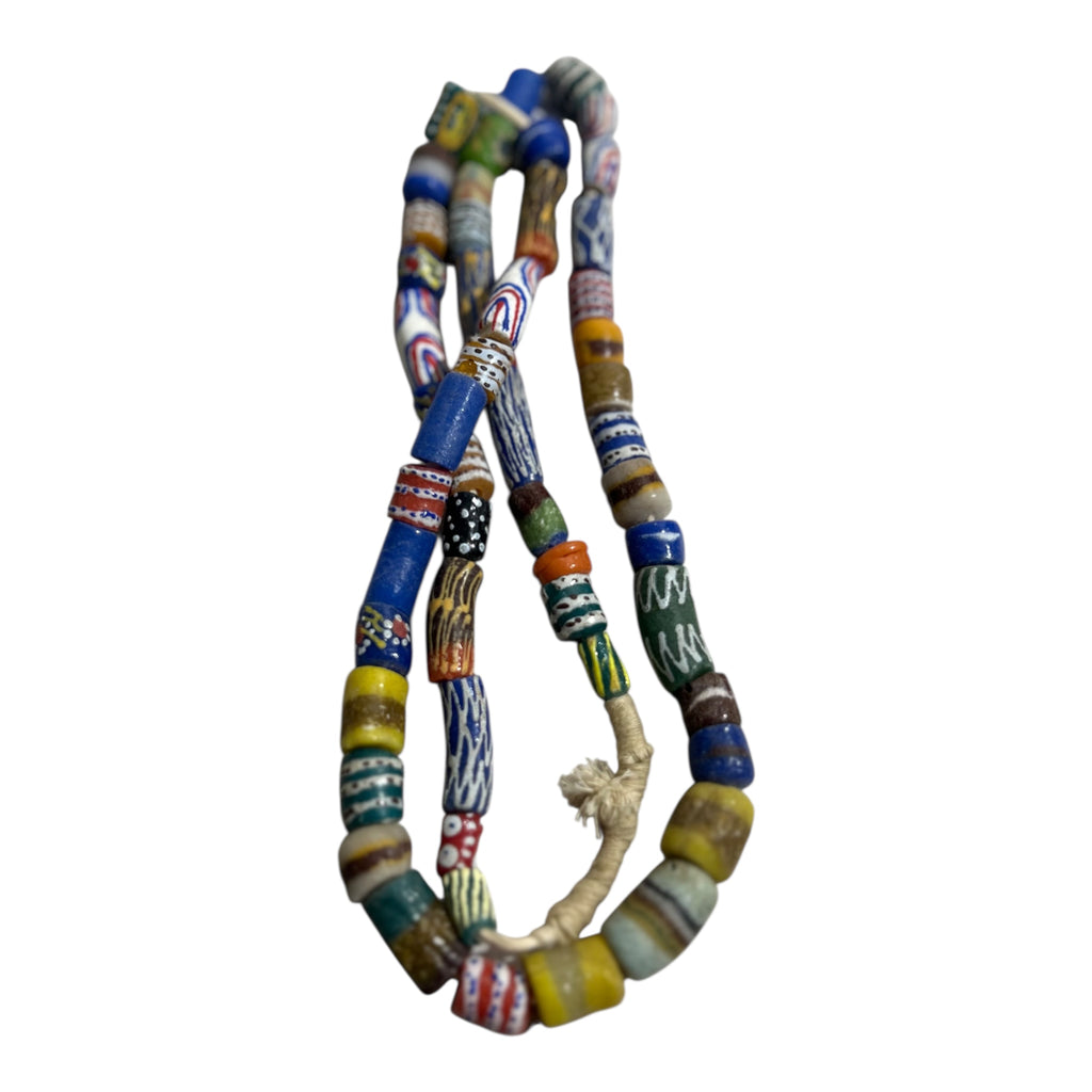 Handmade African Trade Beads – Authentic Artisan Glass Beads (Mixed Shapes & Patterns, Full Strand)