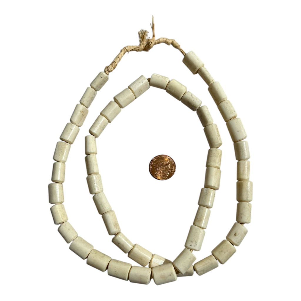 Hand-Carved African Bone Beads – Authentic Kenya Trade Bead Strand (15" Strand, Approx. 50 Beads, 10mm Size)
