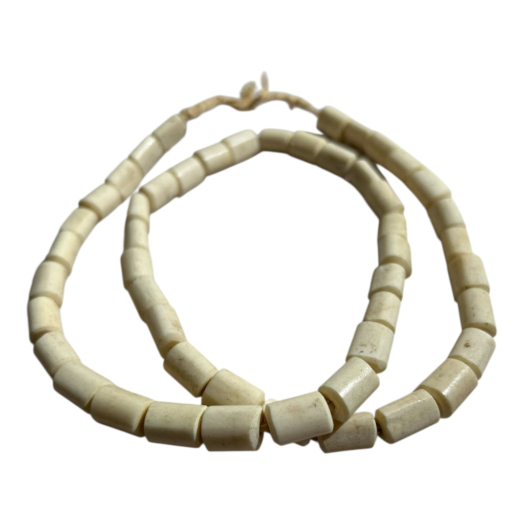 Hand-Carved African Bone Beads – Authentic Kenya Trade Bead Strand (15" Strand, Approx. 50 Beads, 10mm Size)