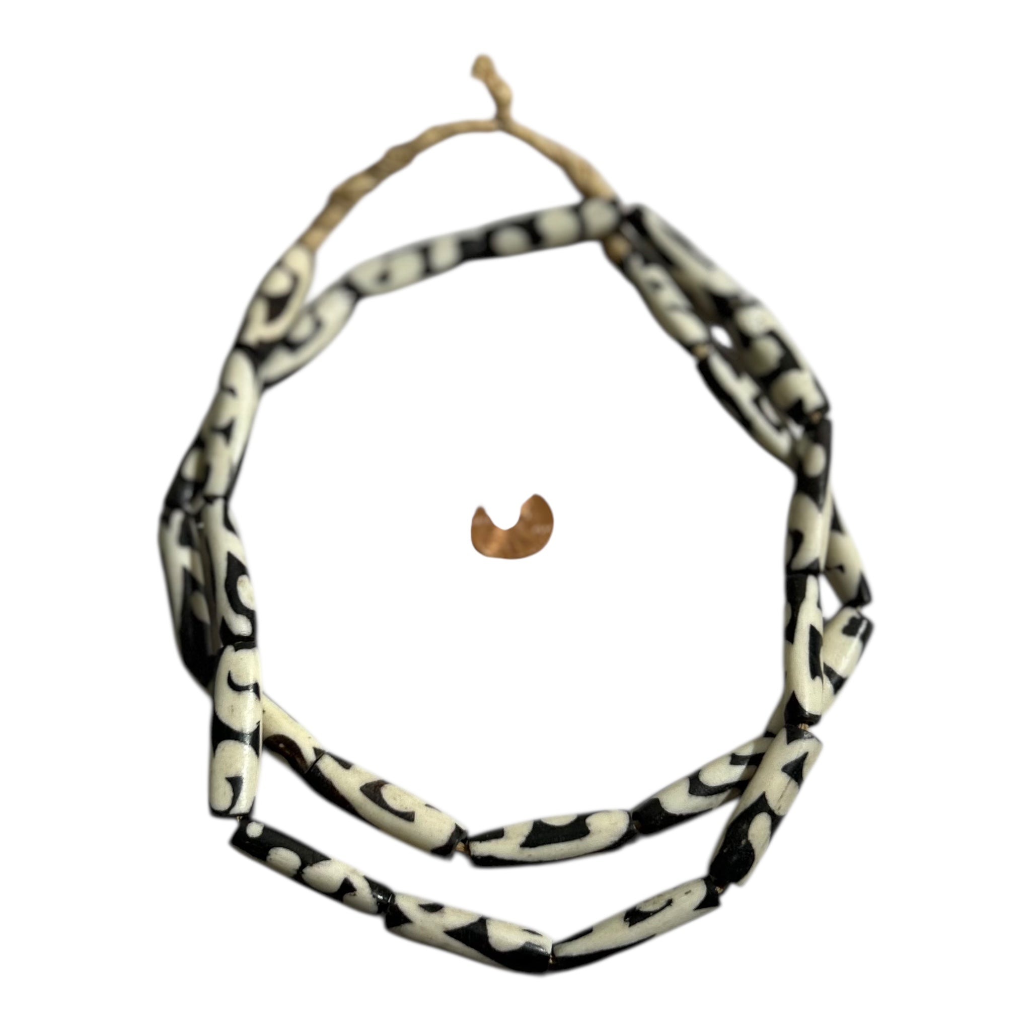 Handmade African Batik Bone Beads – Ethnic Tube Beads from Kenya (15" Strand, Approx. 25 Beads)