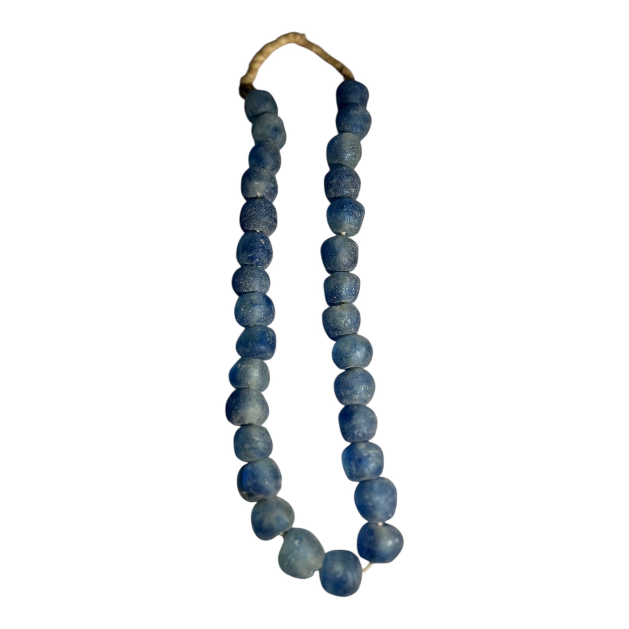 Ghana Krobo Recycled Glass Beads – Handcrafted Powder Glass Trade Beads (20.6mm Size, 14" Strand, Approx. 30 Beads)