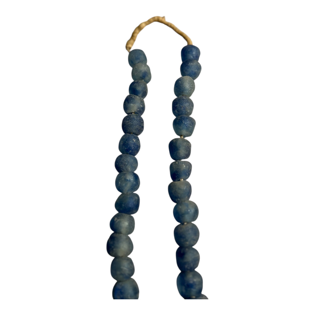 Ghana Krobo Recycled Glass Beads – Handcrafted Powder Glass Trade Beads (20.6mm Size, 14" Strand, Approx. 30 Beads)