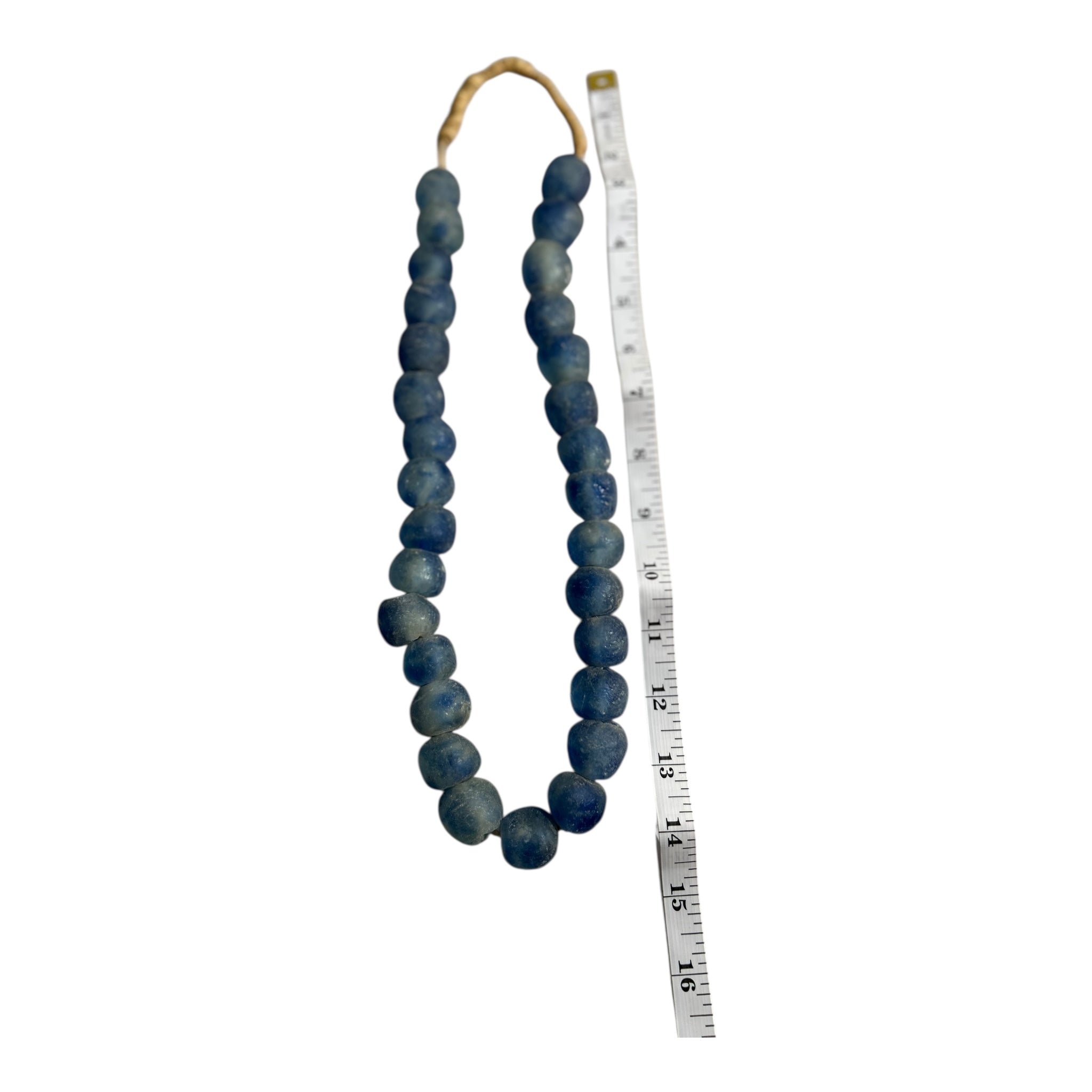 Ghana Krobo Recycled Glass Beads – Handcrafted Powder Glass Trade Beads (20.6mm Size, 14" Strand, Approx. 30 Beads)