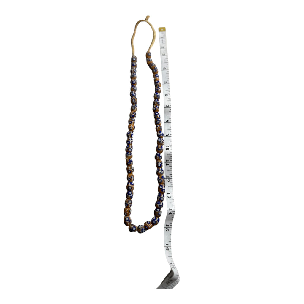 Ghana Krobo Painted Powder Glass Trade Beads – Handcrafted Recycled Glass Strand (15" Strand, Approx. 52 Beads, 11.5mm Size)