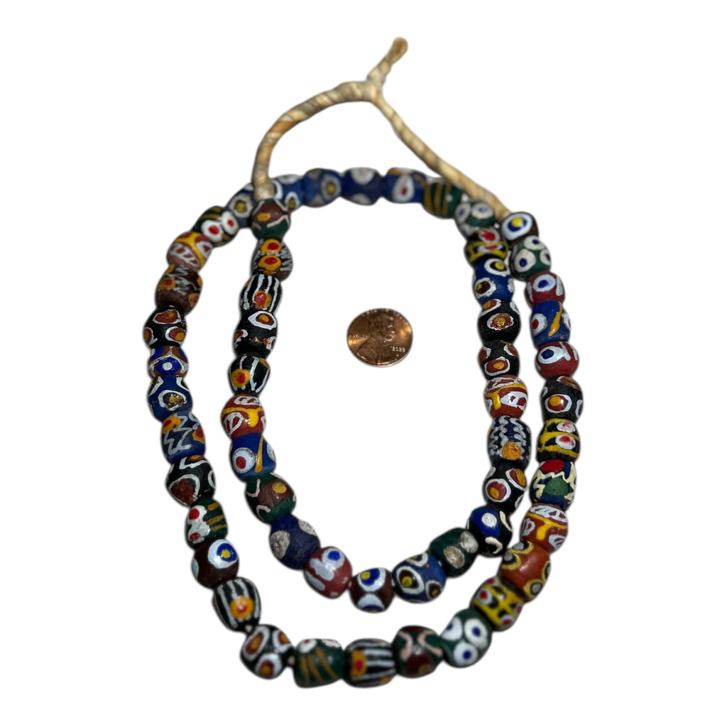 Krobo Ghana Painted Glass Beads – Traditional African Craft Strand