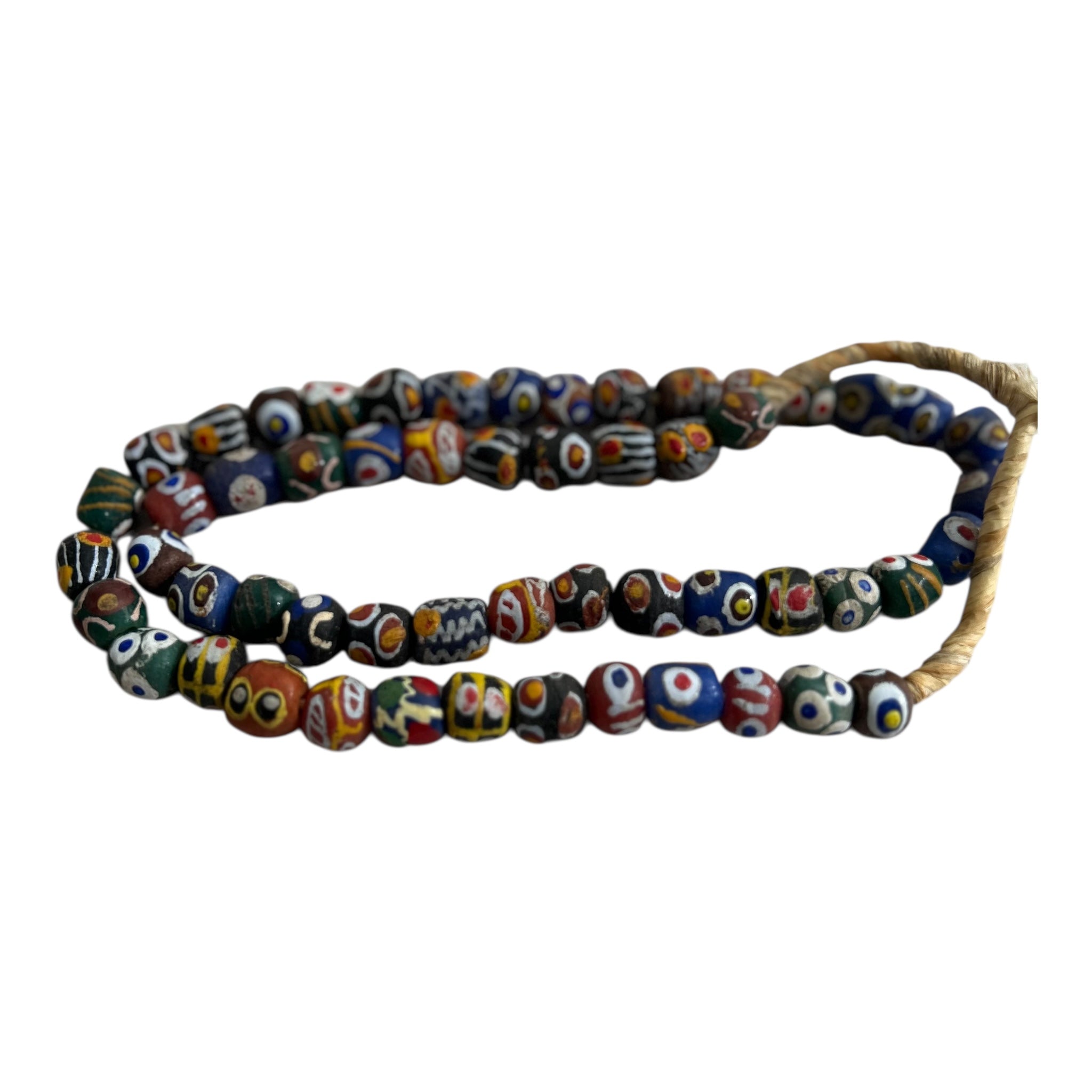 Krobo Ghana Painted Glass Beads – Traditional African Craft Strand
