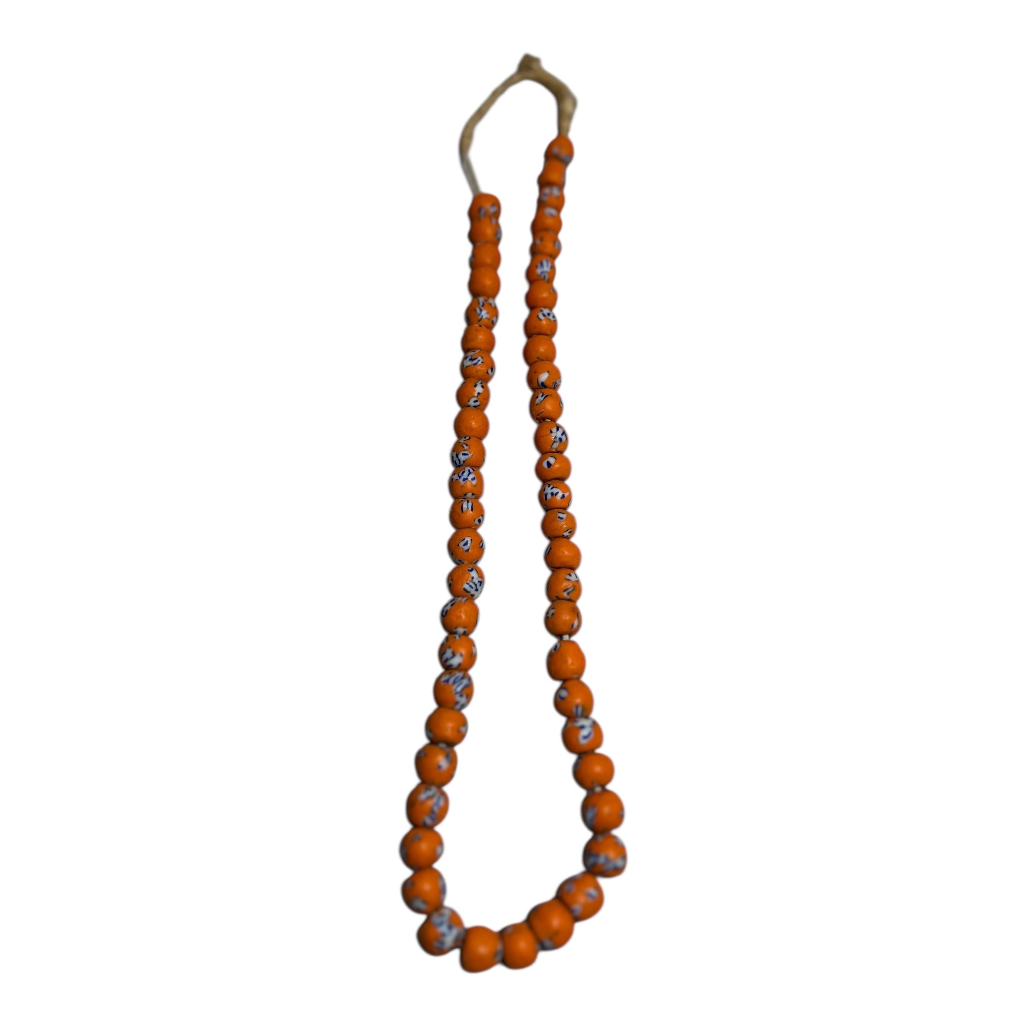 African Artisan Painted Recycled Glass Beads – Handcrafted Ghana Trade Strand (14", Approx. 51 Beads, 10.7mm Size)