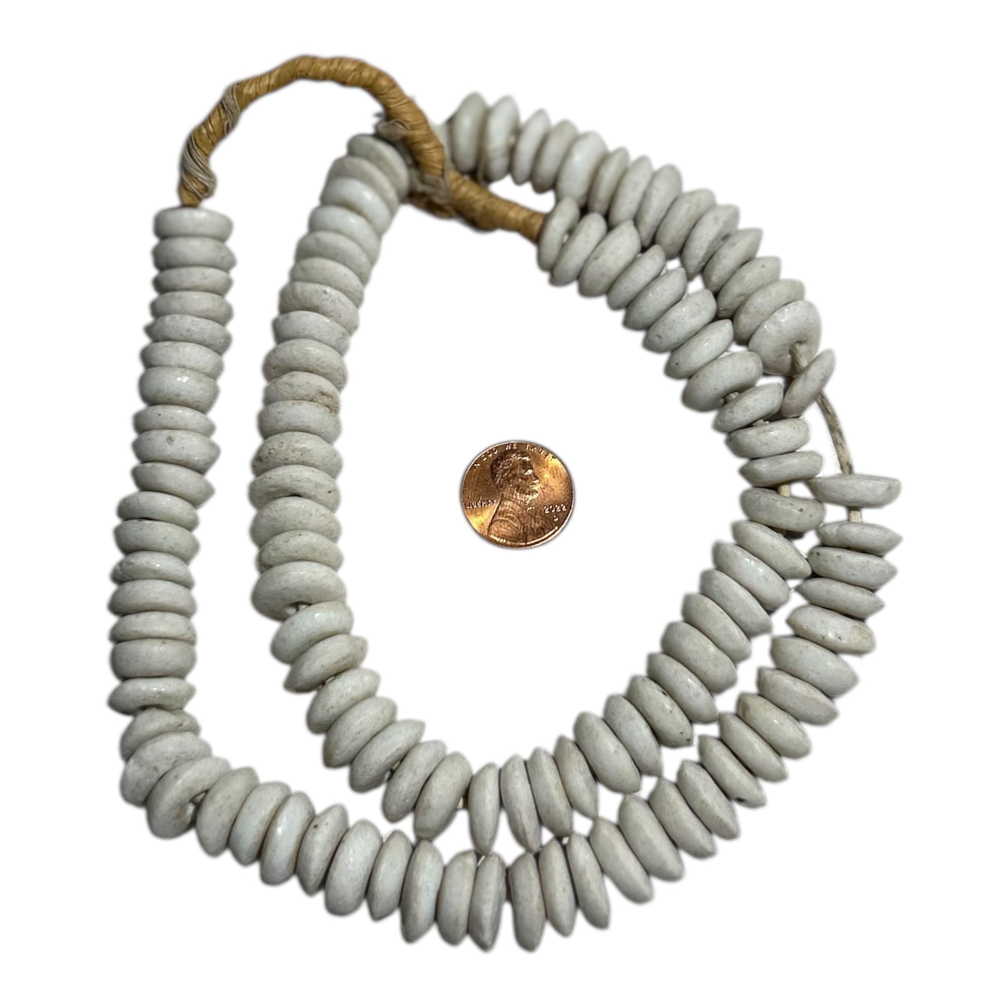 African Hand-Carved Disk Beads – Natural Artisan Strand for Jewelry Making (Approx. 5.9mm, 12" Strand)