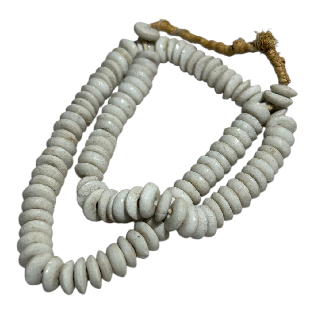 African Hand-Carved Disk Beads – Natural Artisan Strand for Jewelry Making (Approx. 5.9mm, 12" Strand)