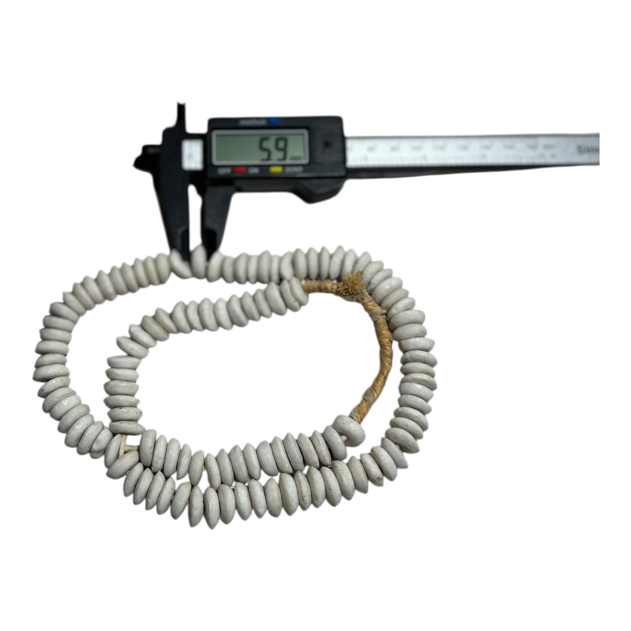 African Hand-Carved Disk Beads – Natural Artisan Strand for Jewelry Making (Approx. 5.9mm, 12" Strand)