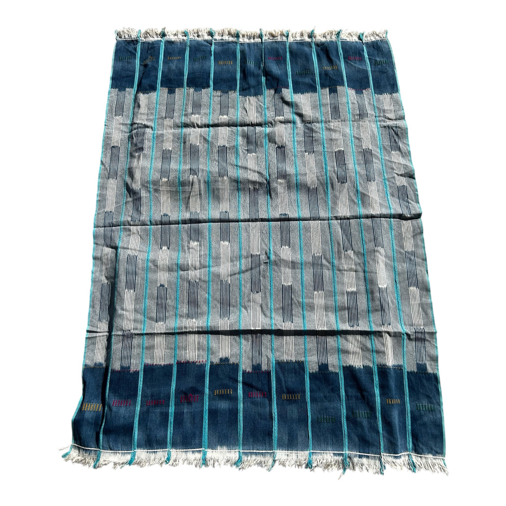 Blue Horizon Ewe Strip-Woven West African Textile – 58 x 43 inches