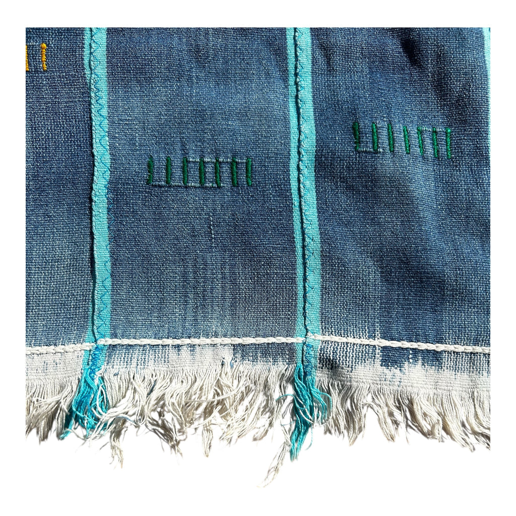 Blue Horizon Ewe Strip-Woven West African Textile – 58 x 43 inches