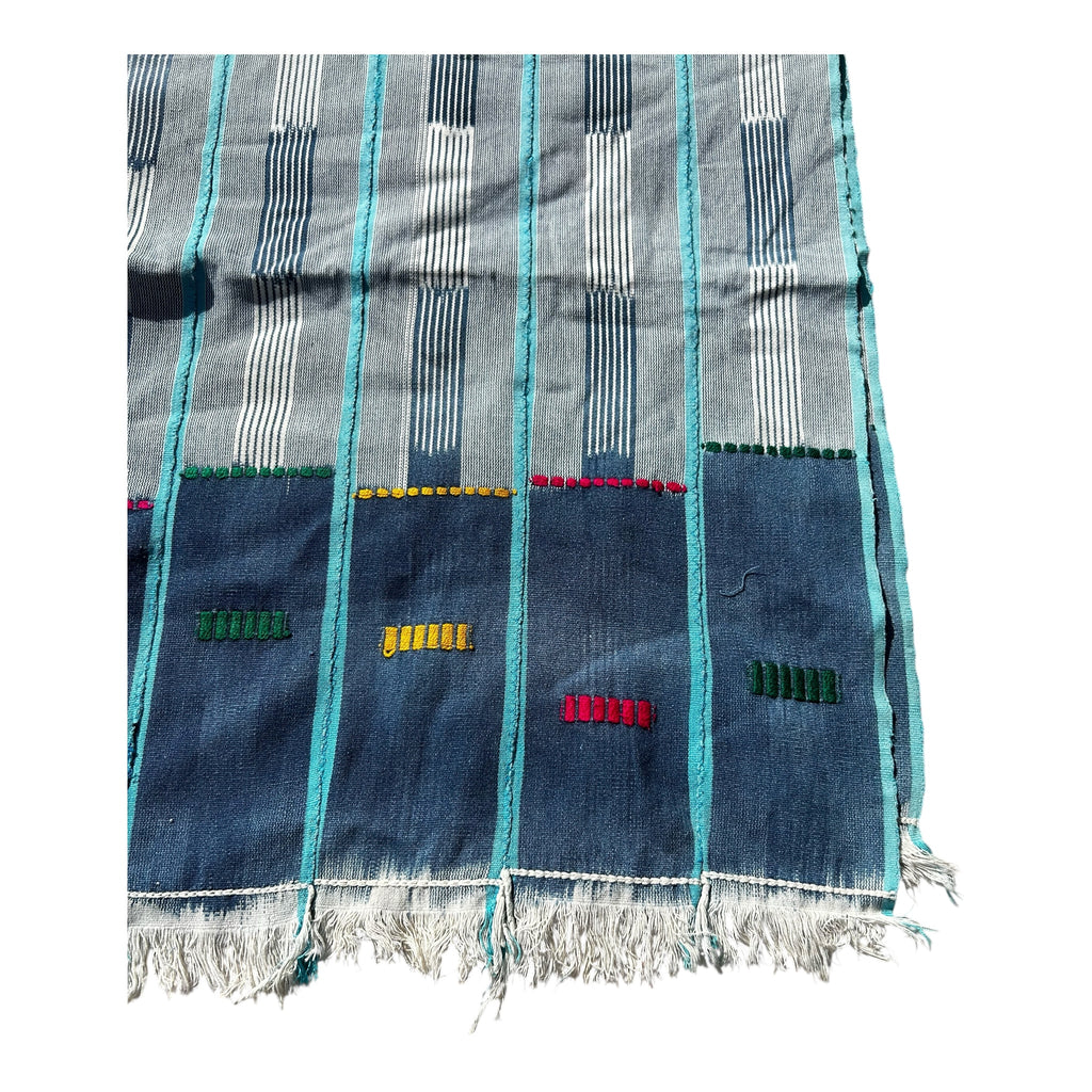 Blue Horizon Ewe Strip-Woven West African Textile – 58 x 43 inches