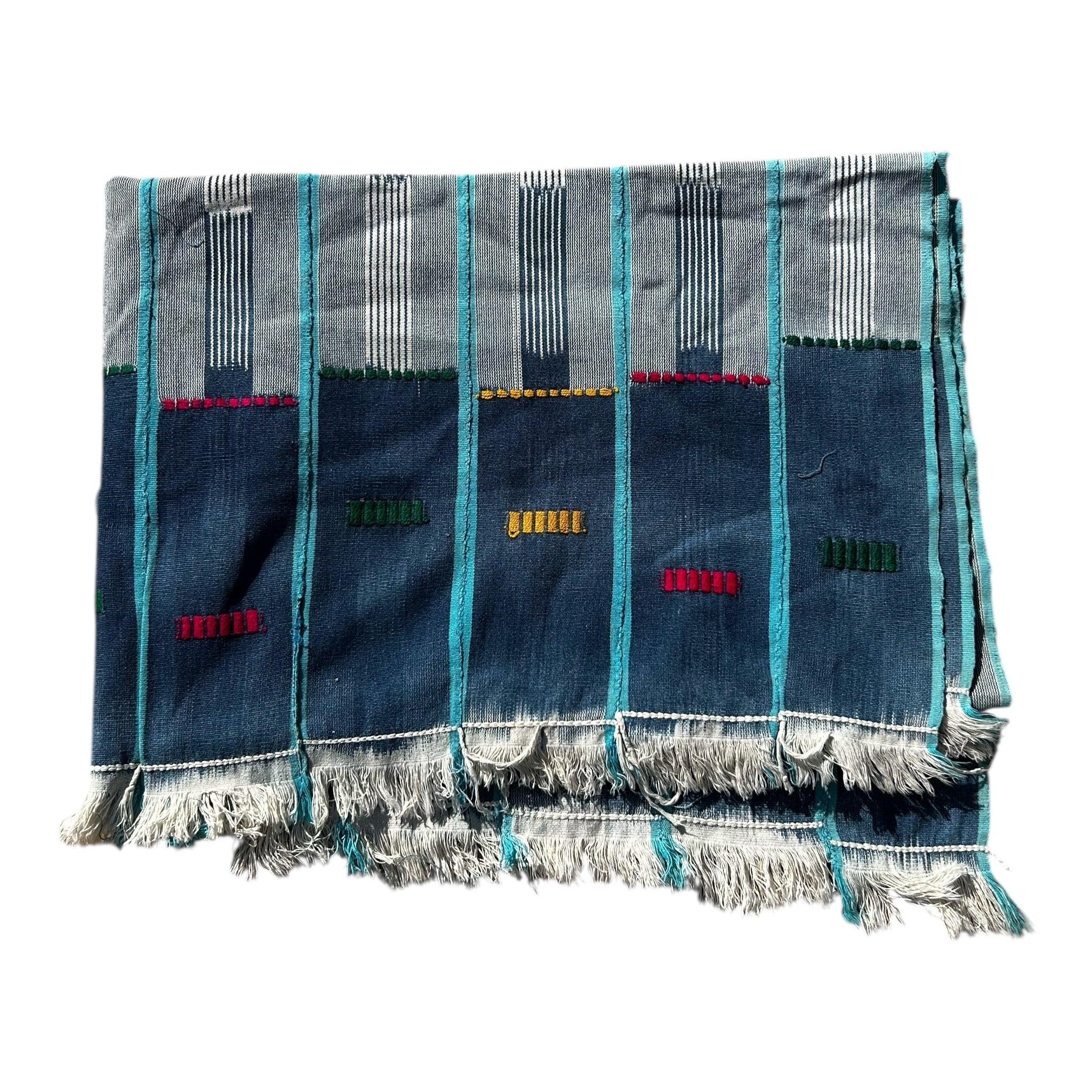 Blue Horizon Ewe Strip-Woven West African Textile – 58 x 43 inches