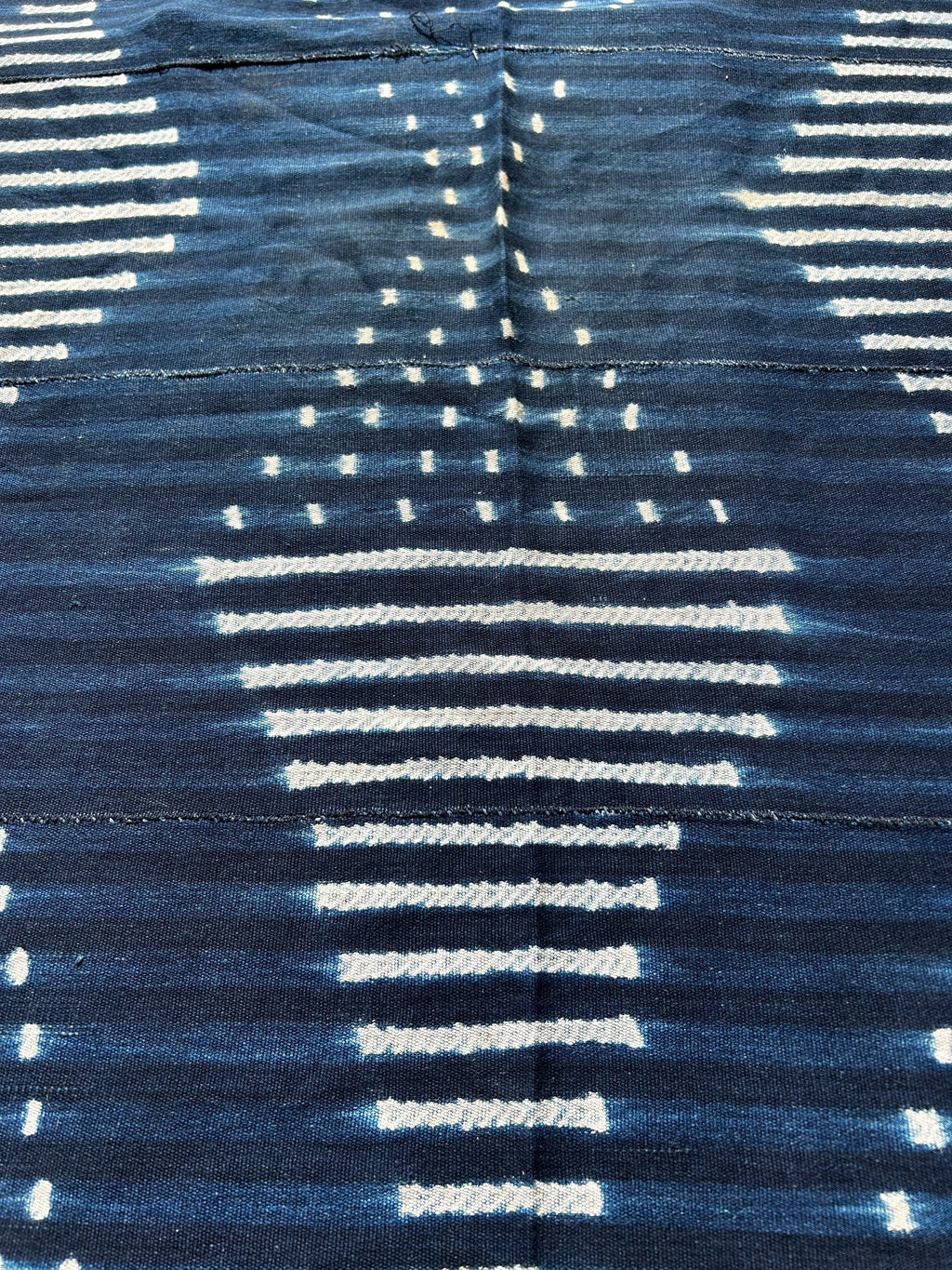 Indigo Blue Baule African Textile – Handwoven Strip Cloth (61 x 43 inches)