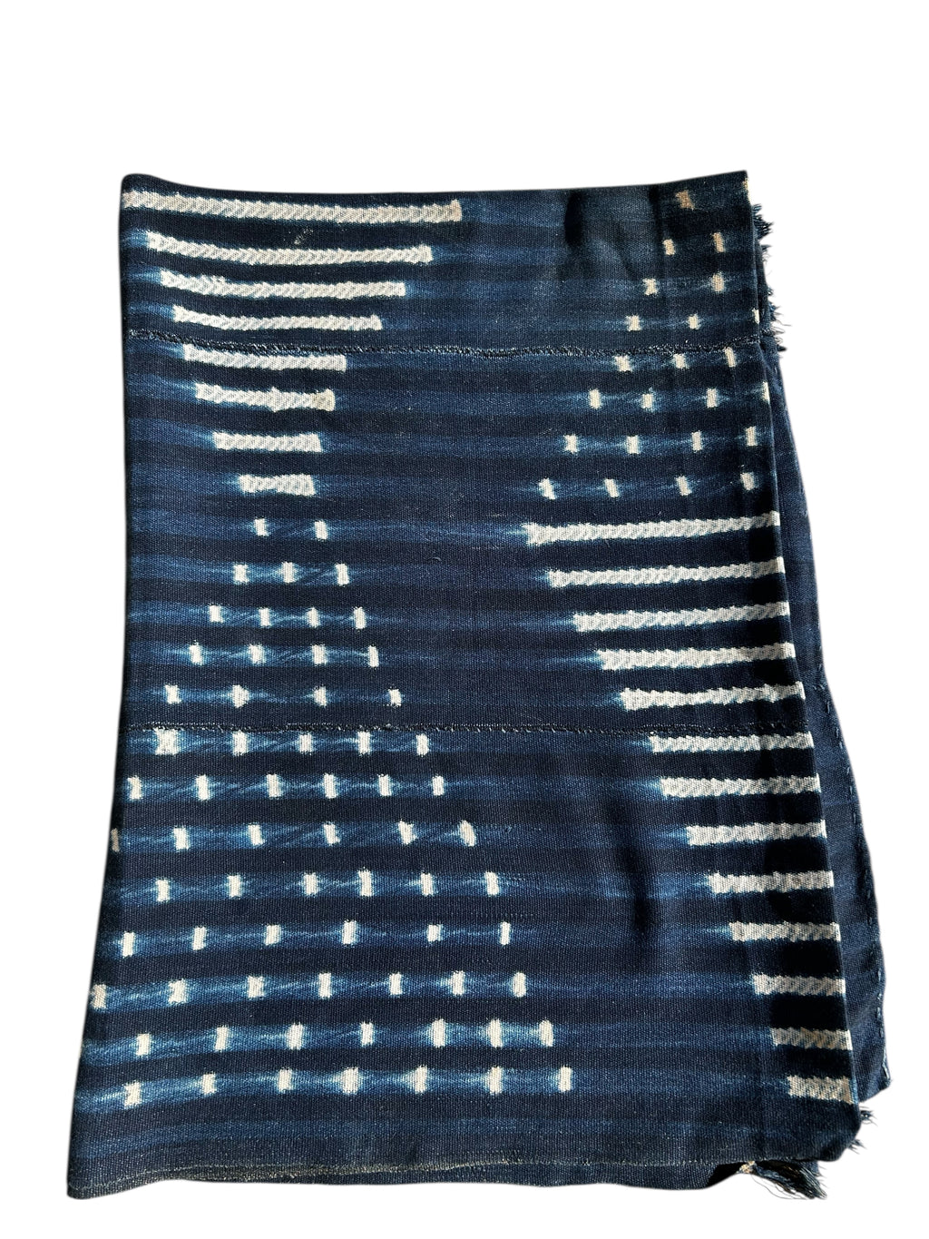Indigo Blue Baule African Textile – Handwoven Strip Cloth (61 x 43 inches)