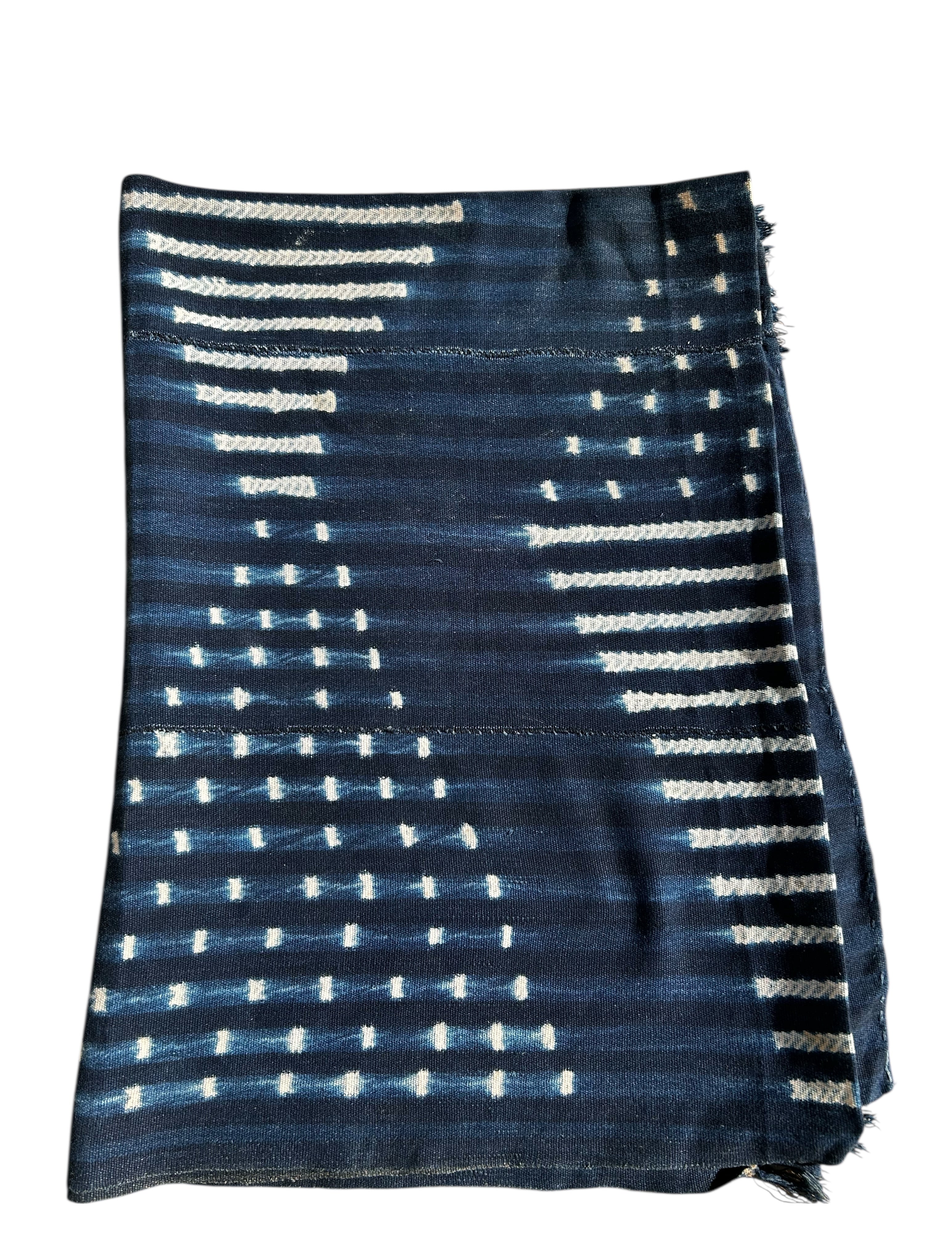Indigo Blue Baule African Textile – Handwoven Strip Cloth (61 x 43 inches)