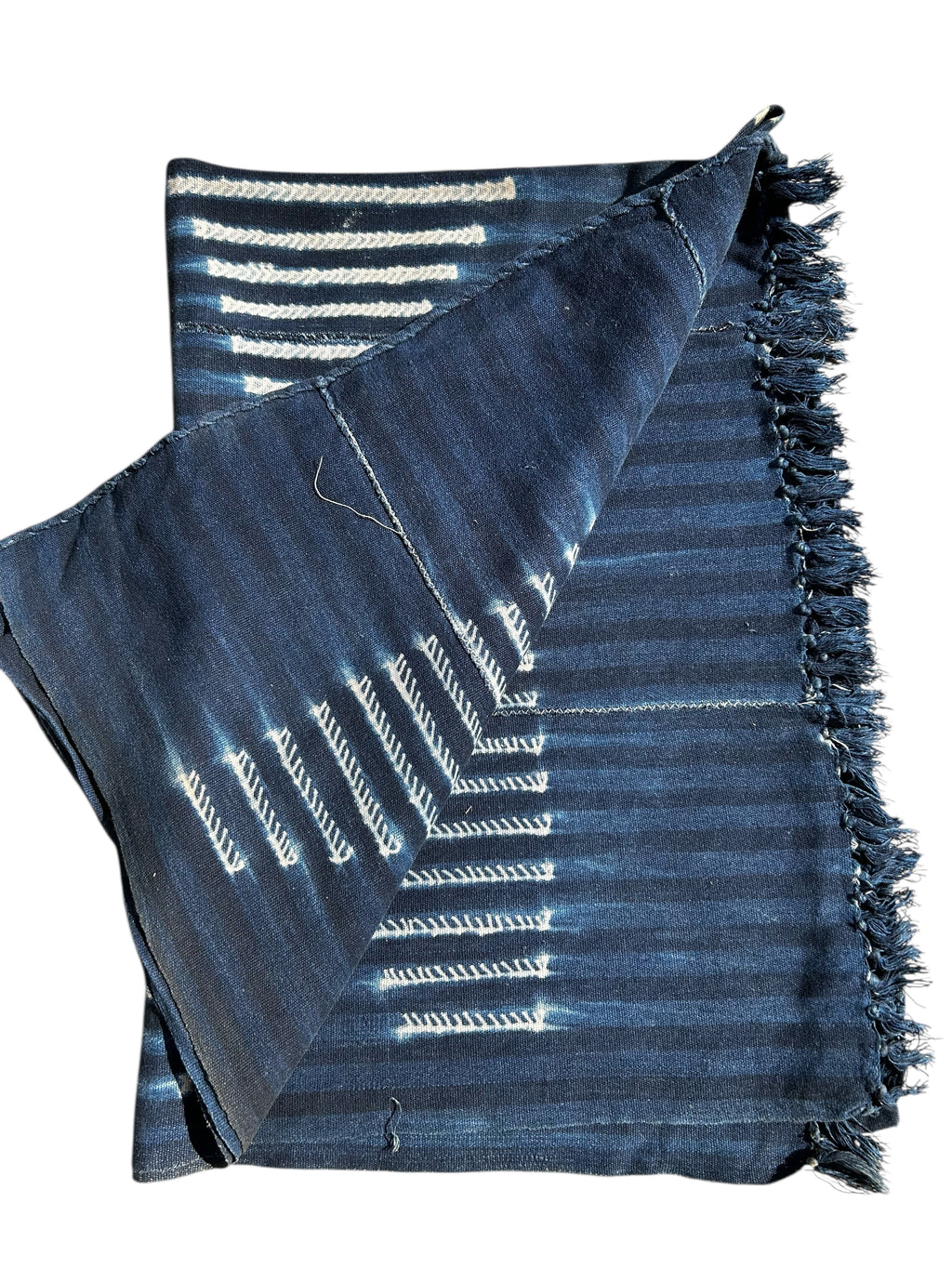 Indigo Blue Baule African Textile – Handwoven Strip Cloth (61 x 43 inches)