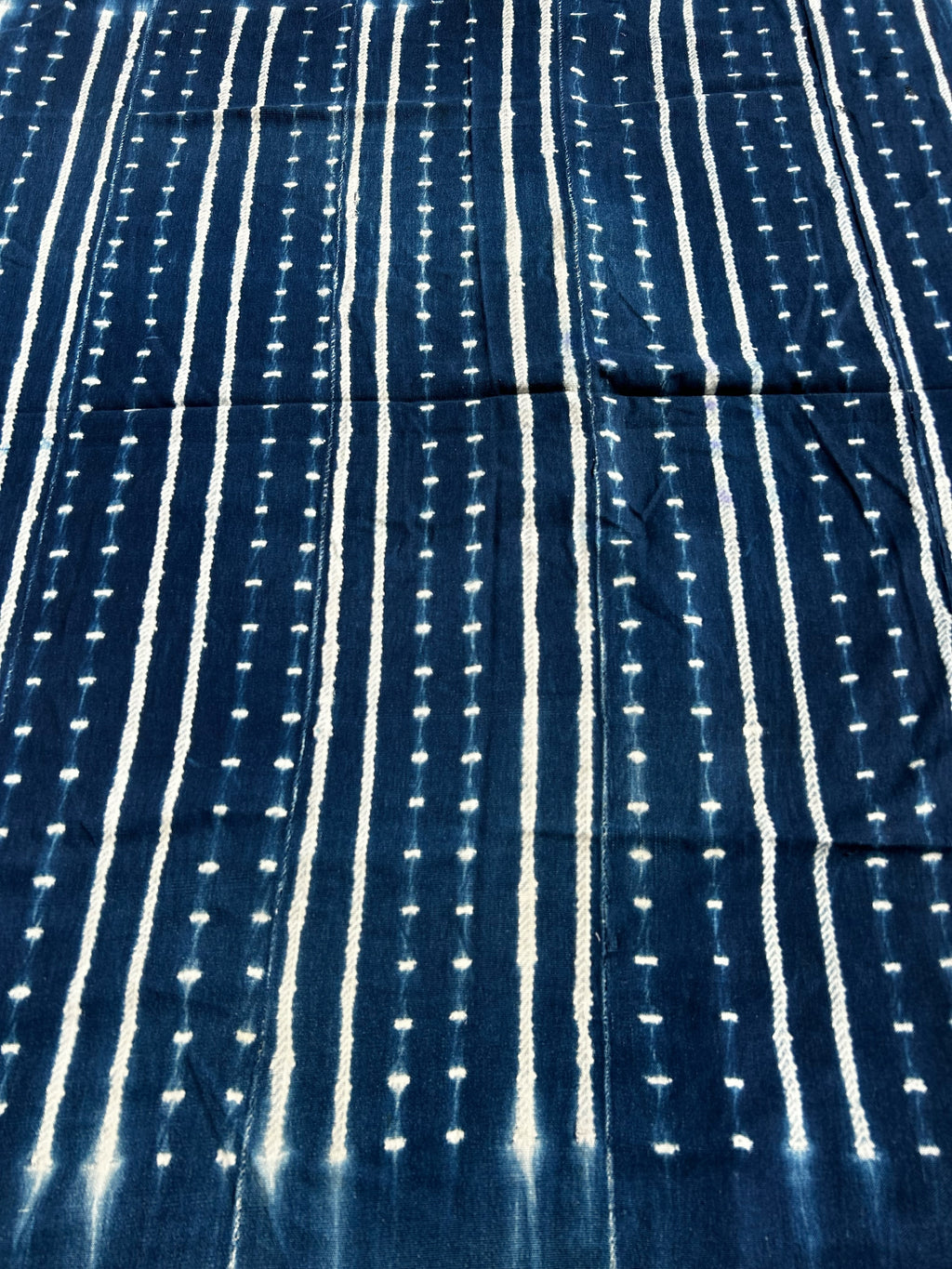 Indigo Blue Baule African Textile – Vintage Handwoven Cotton Cloth (59” x 47”)