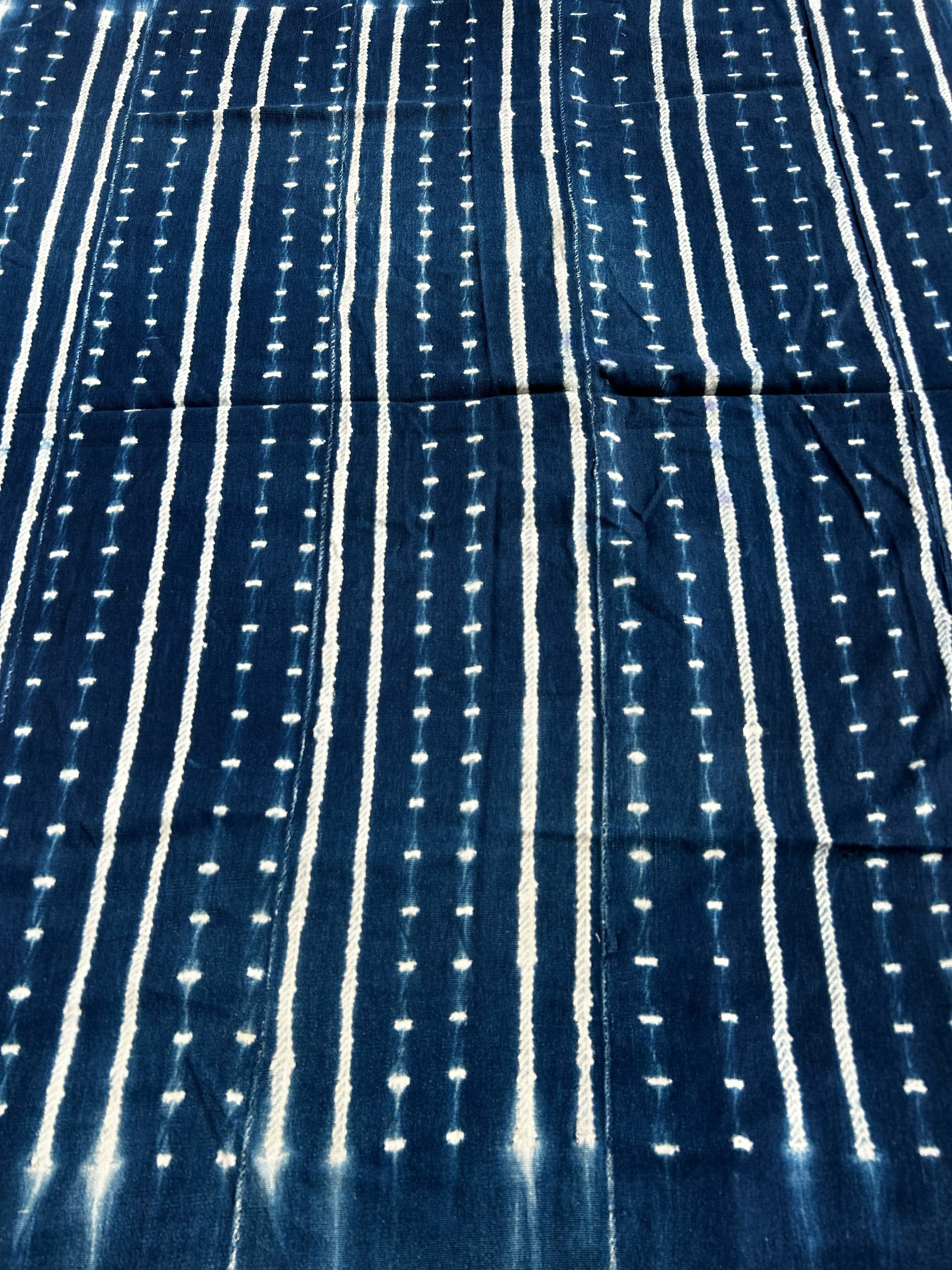 Indigo Blue Baule African Textile – Vintage Handwoven Cotton Cloth (59” x 47”)