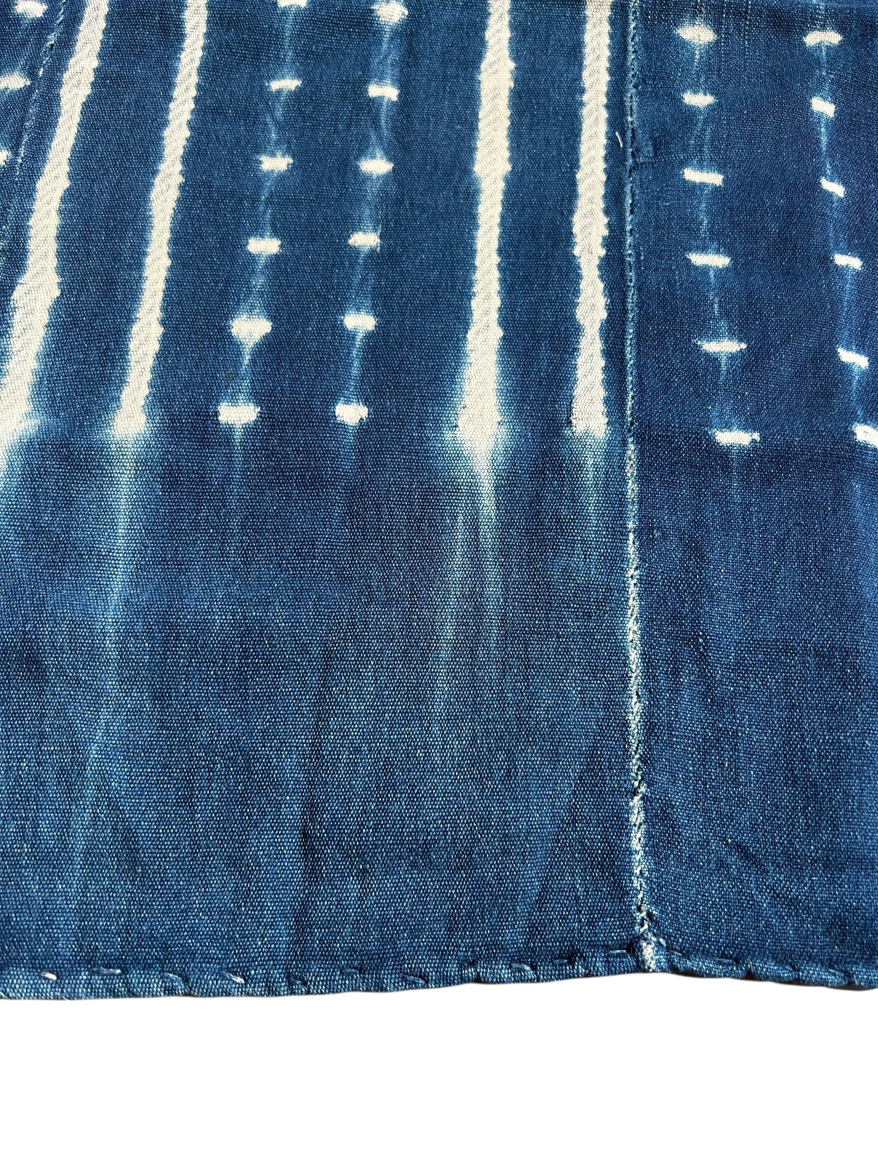 Indigo Blue Baule African Textile – Vintage Handwoven Cotton Cloth (59” x 47”)