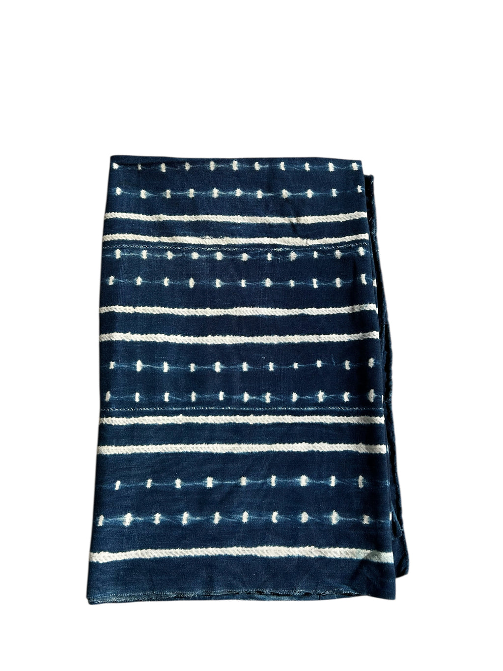 Indigo Blue Baule African Textile – Vintage Handwoven Cotton Cloth (59” x 47”)
