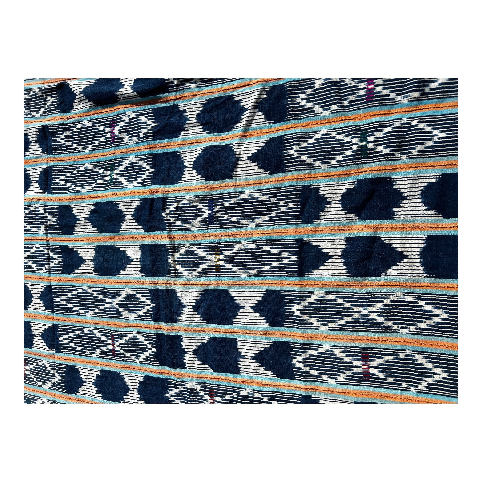 Indigo Crest Ewe Strip-Woven African Textile – 55 x 42 inches