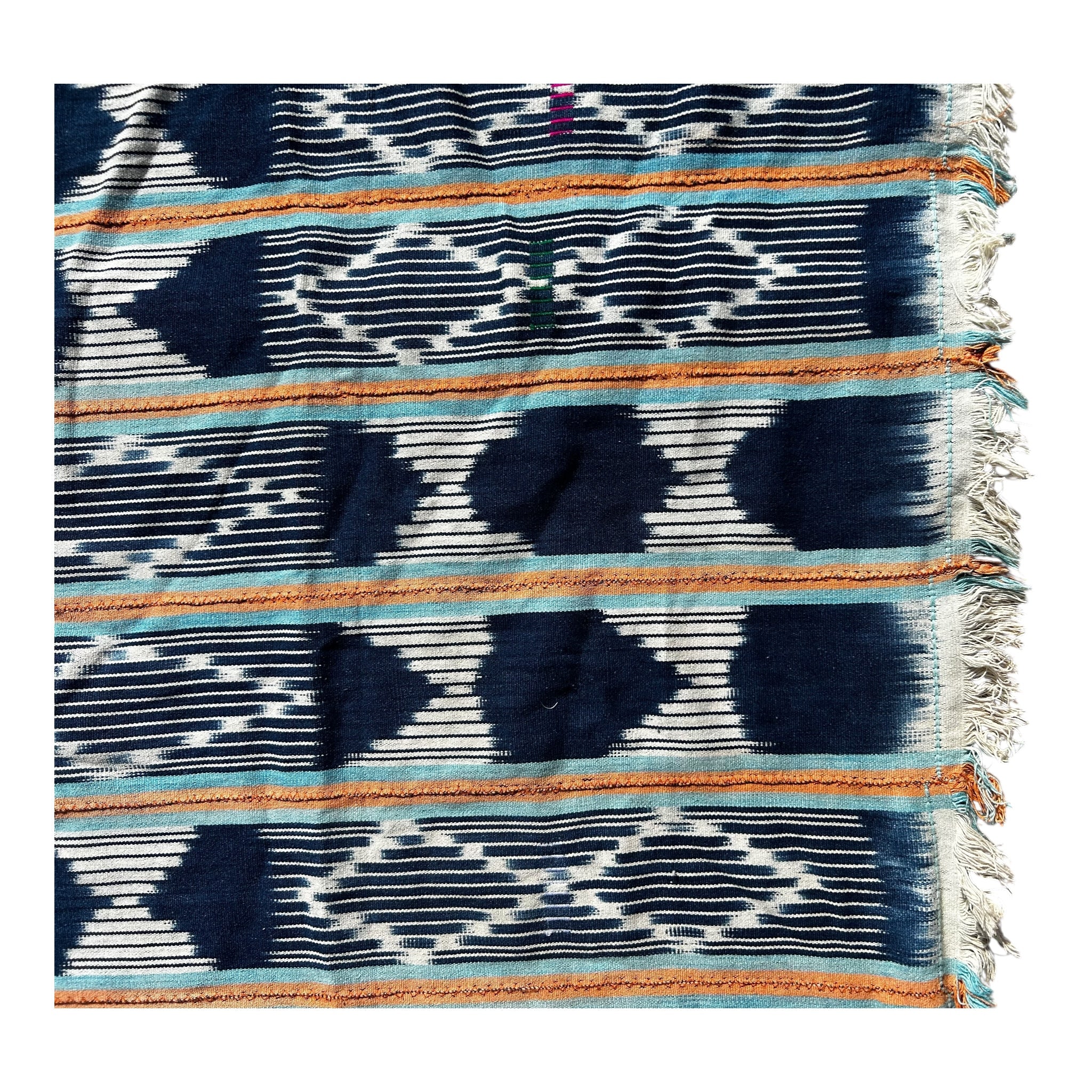 Indigo Crest Ewe Strip-Woven African Textile – 55 x 42 inches