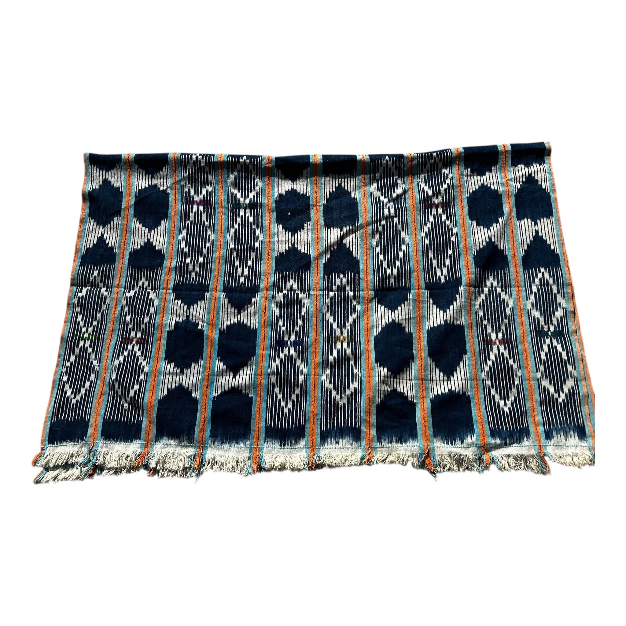 Indigo Crest Ewe Strip-Woven African Textile – 55 x 42 inches