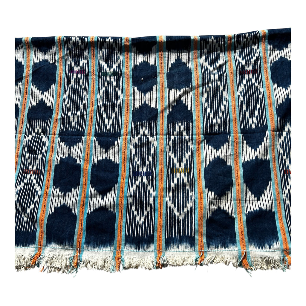 Indigo Crest Ewe Strip-Woven African Textile – 55 x 42 inches